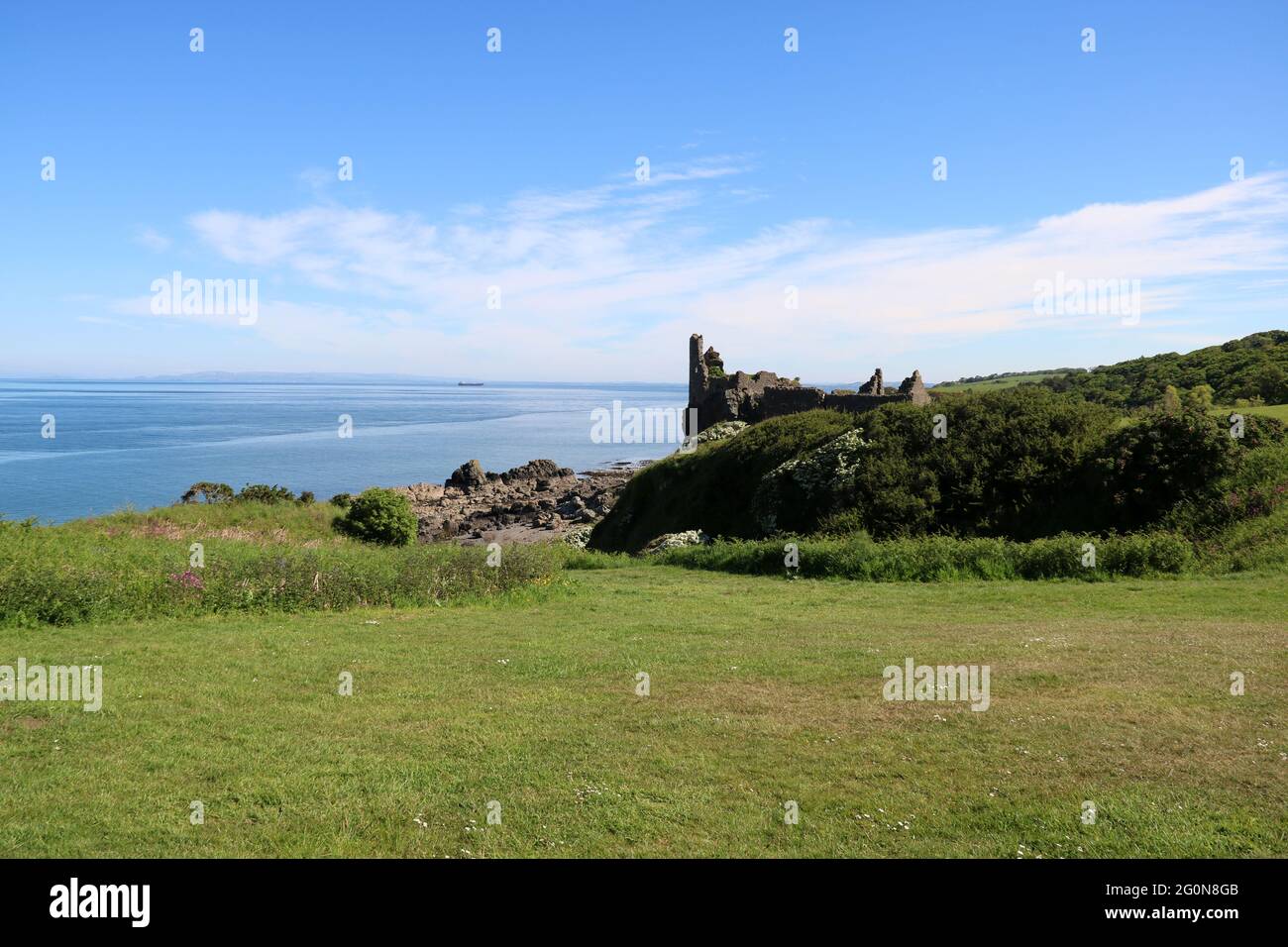 Castello di Dunure in rovina nell'Ayrshire Sud Scozia Foto Stock