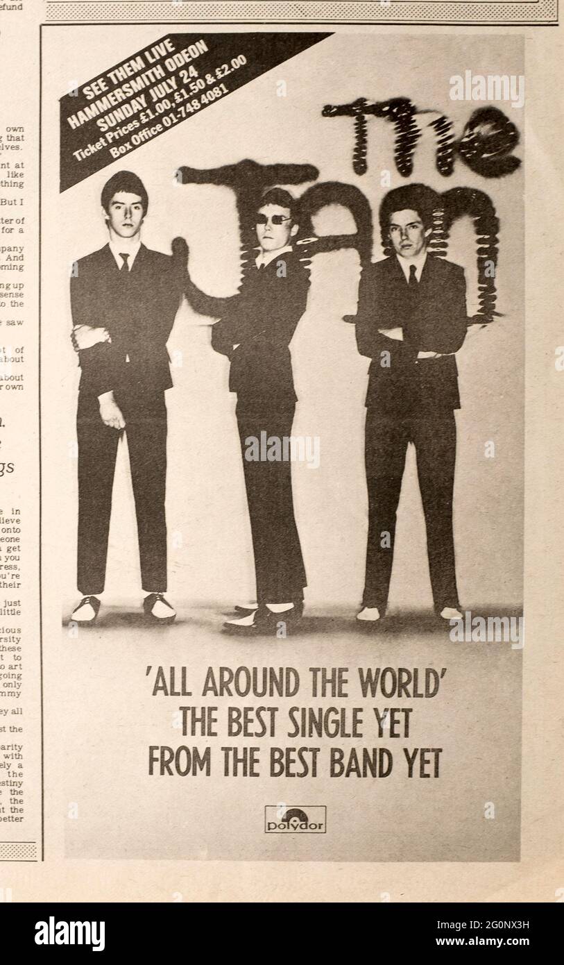 Annuncio per la rivista Single 1970 Record Mirror di Jam Record 'All Around the World' Foto Stock