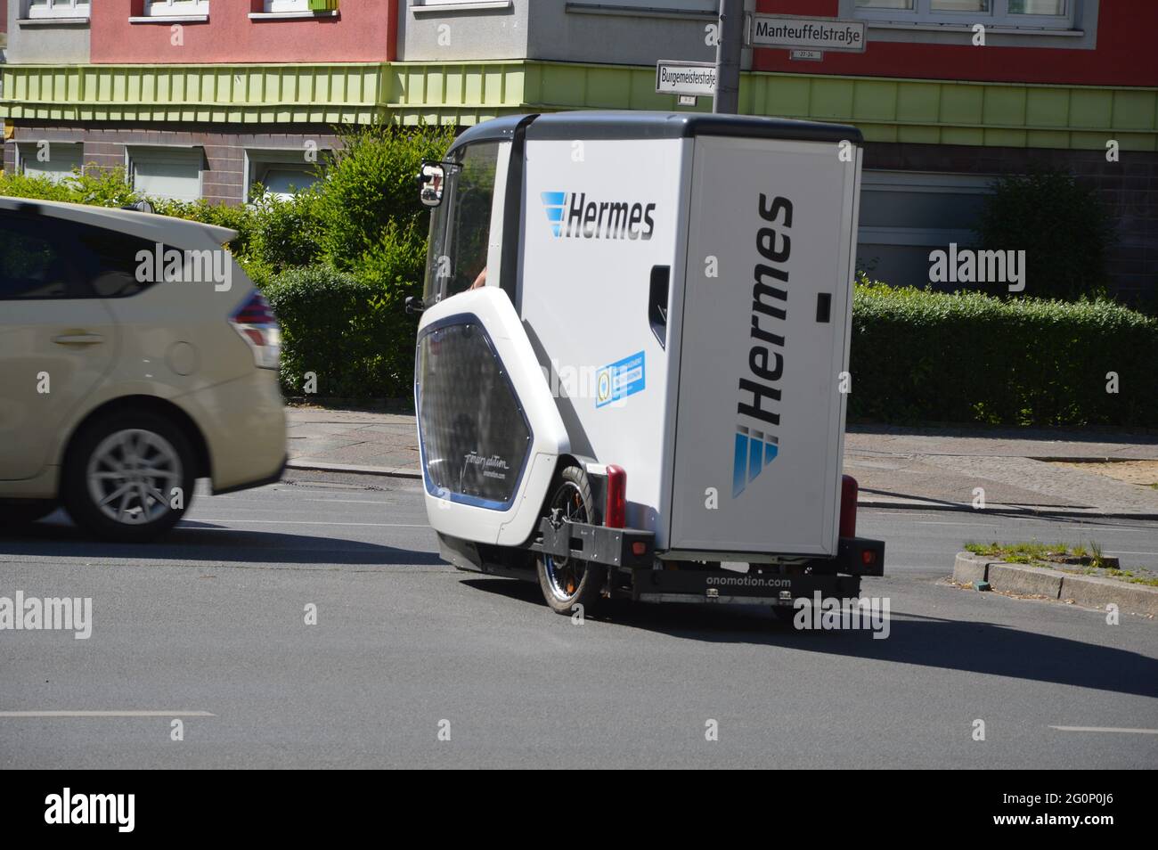 Hermes e-cargo bike a Berlino, Germania - 31 maggio 2021. Foto Stock