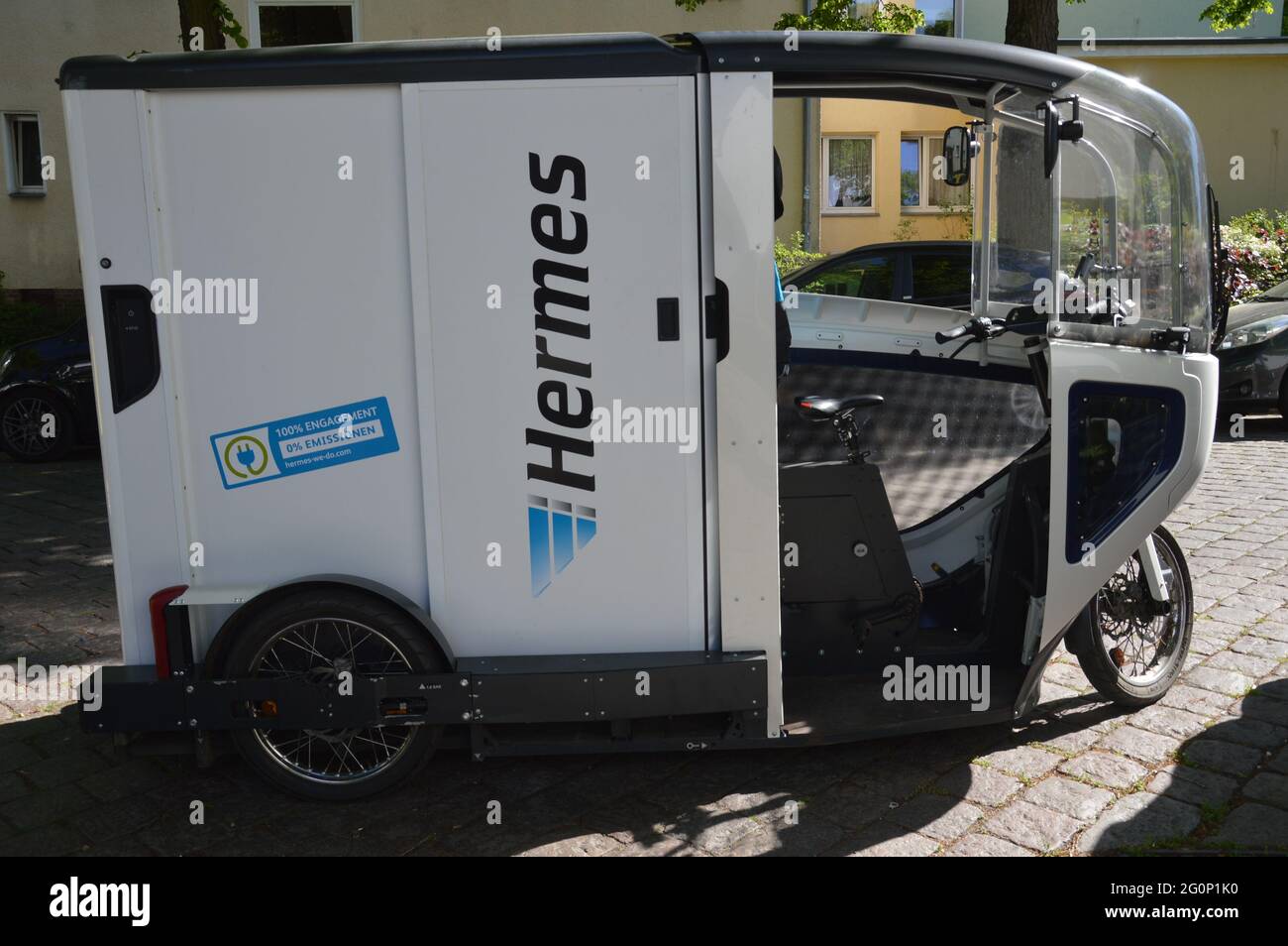 Hermes e-cargo bike a Berlino, Germania - 31 maggio 2021. Foto Stock