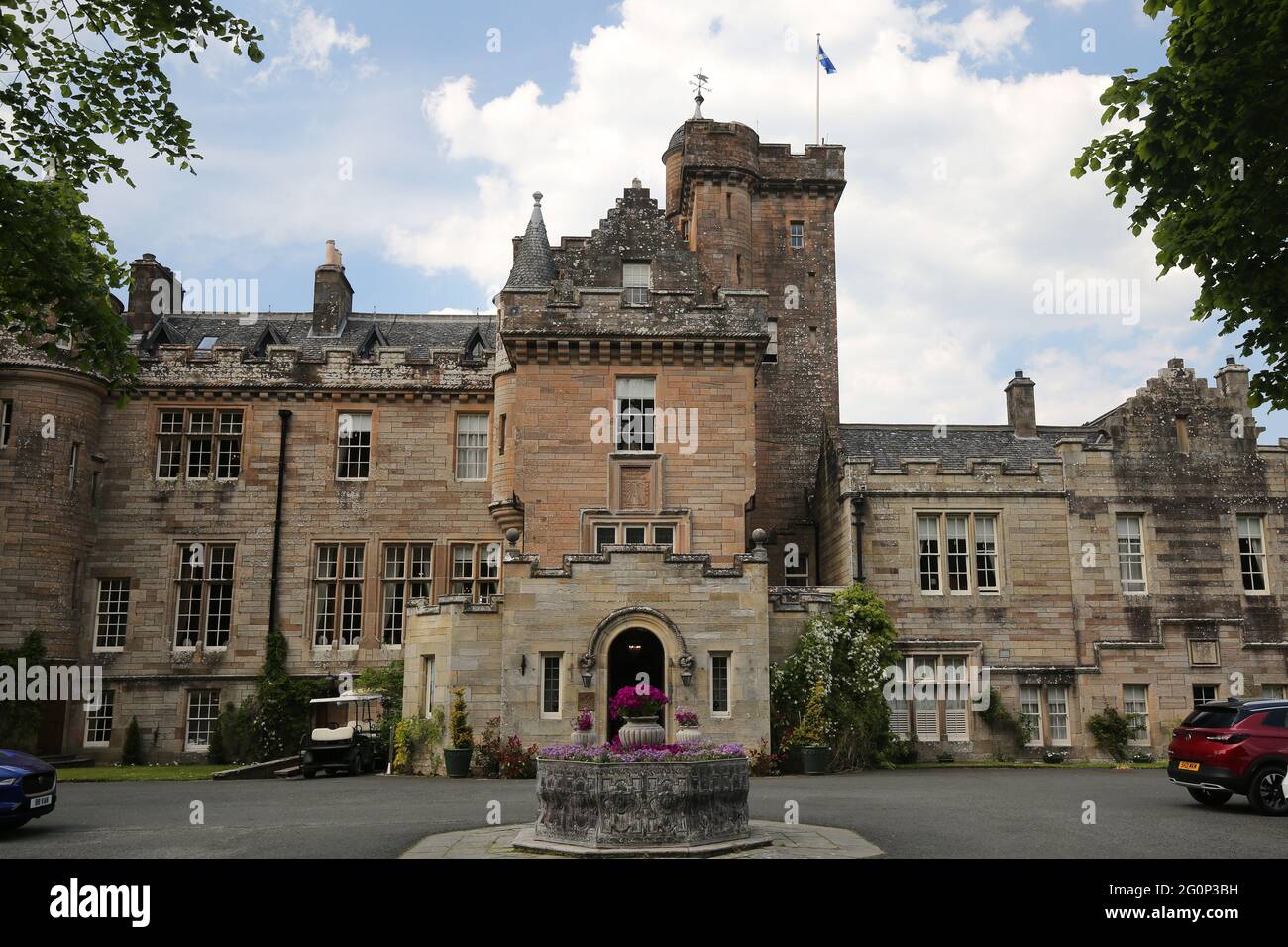 Glenapp Castle, Ballantrae, Girvan KA26 0NZ, Scozia, Regno Unito. Hotel 5 Stelle Luxury Castle, Ayrshire, Scozia Sud Ovest. Prospetto del castello Foto Stock