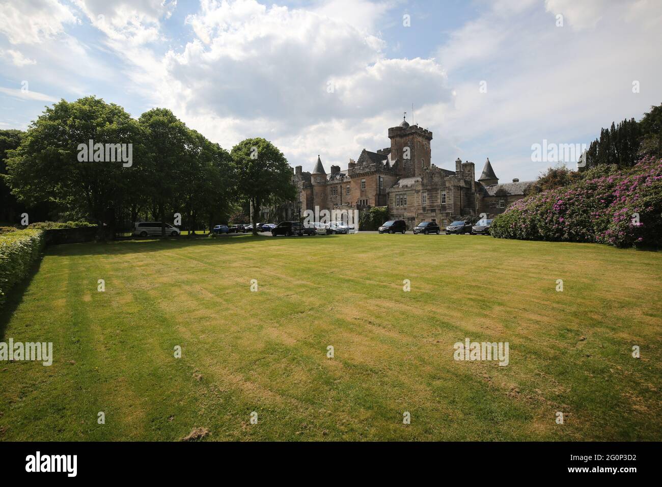 Glenapp Castle, Ballantrae, Girvan KA26 0NZ, Scozia, Regno Unito. Hotel 5 Stelle Luxury Castle, Ayrshire, Scozia Sud Ovest Foto Stock