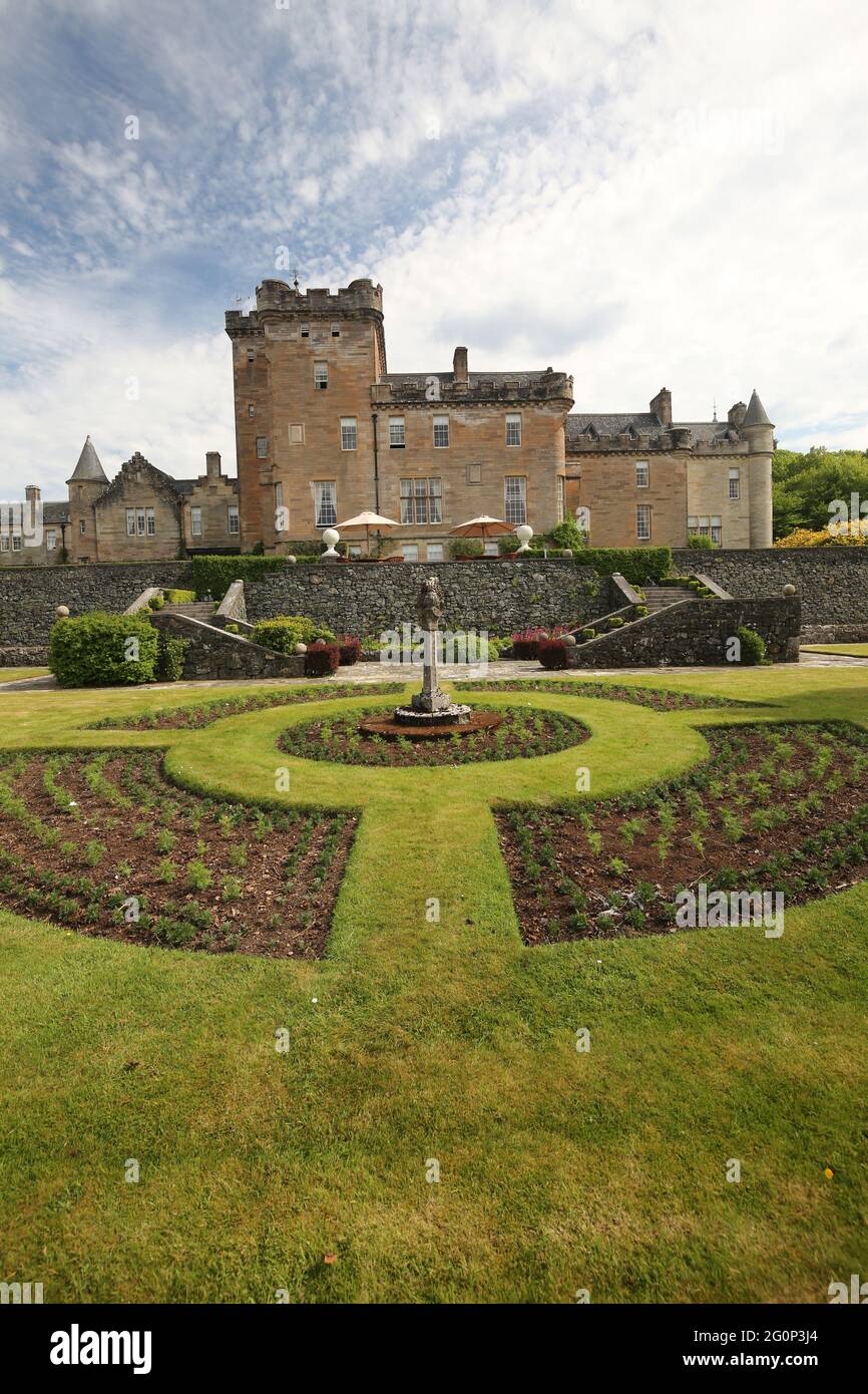 Glenapp Castle, Ballantrae, Girvan KA26 0NZ, Scozia, Regno Unito. Hotel 5 Stelle Luxury Castle, Ayrshire, Scozia Sud Ovest Foto Stock