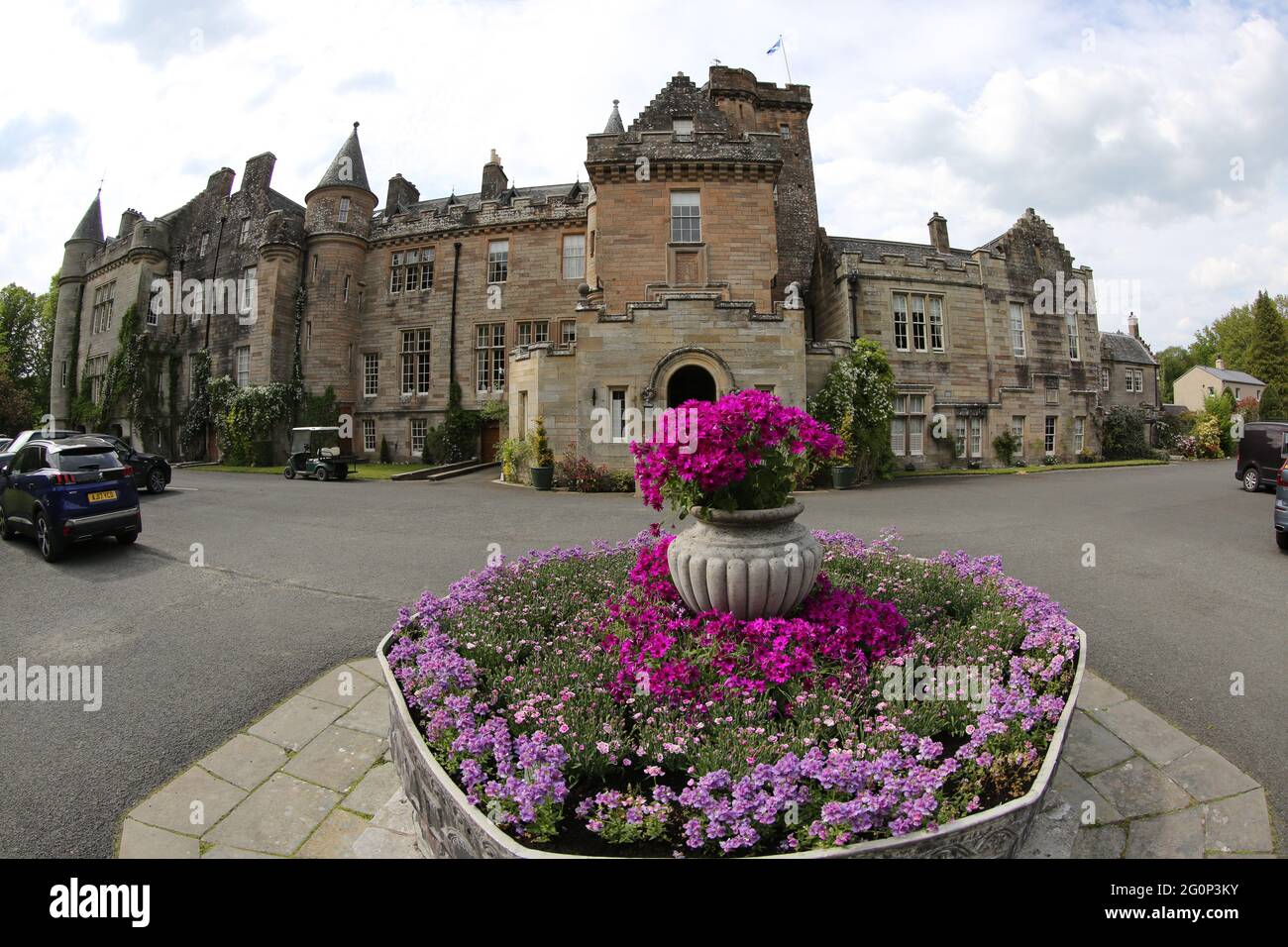 Glenapp Castle, Ballantrae, Girvan KA26 0NZ, Scozia, Regno Unito. Hotel 5 Stelle Luxury Castle, Ayrshire, Scozia Sud Ovest. Prospetto del castello Foto Stock