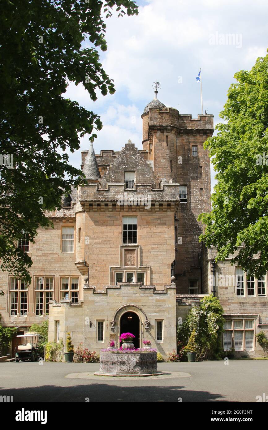 Glenapp Castle, Ballantrae, Girvan KA26 0NZ, Scozia, Regno Unito. Hotel 5 Stelle Luxury Castle, Ayrshire, Scozia Sud Ovest. Prospetto del castello Foto Stock
