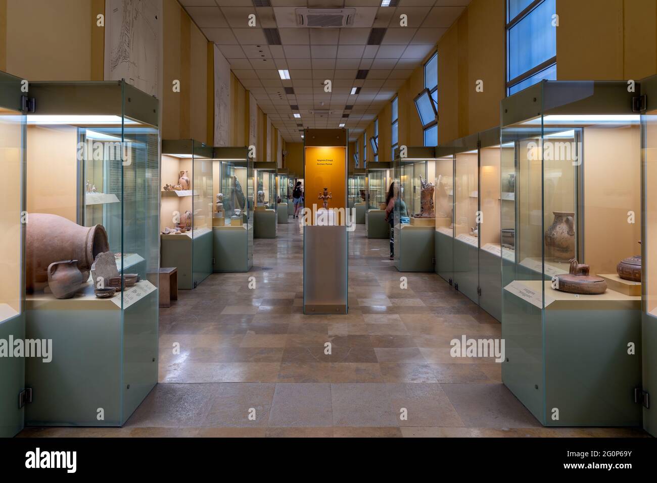 Atene, Attica, Grecia Stoa di Attalus (Attalos) museo archeologico vista panoramica interna. Sito archeologico dell'antica Agora di Atene Foto Stock