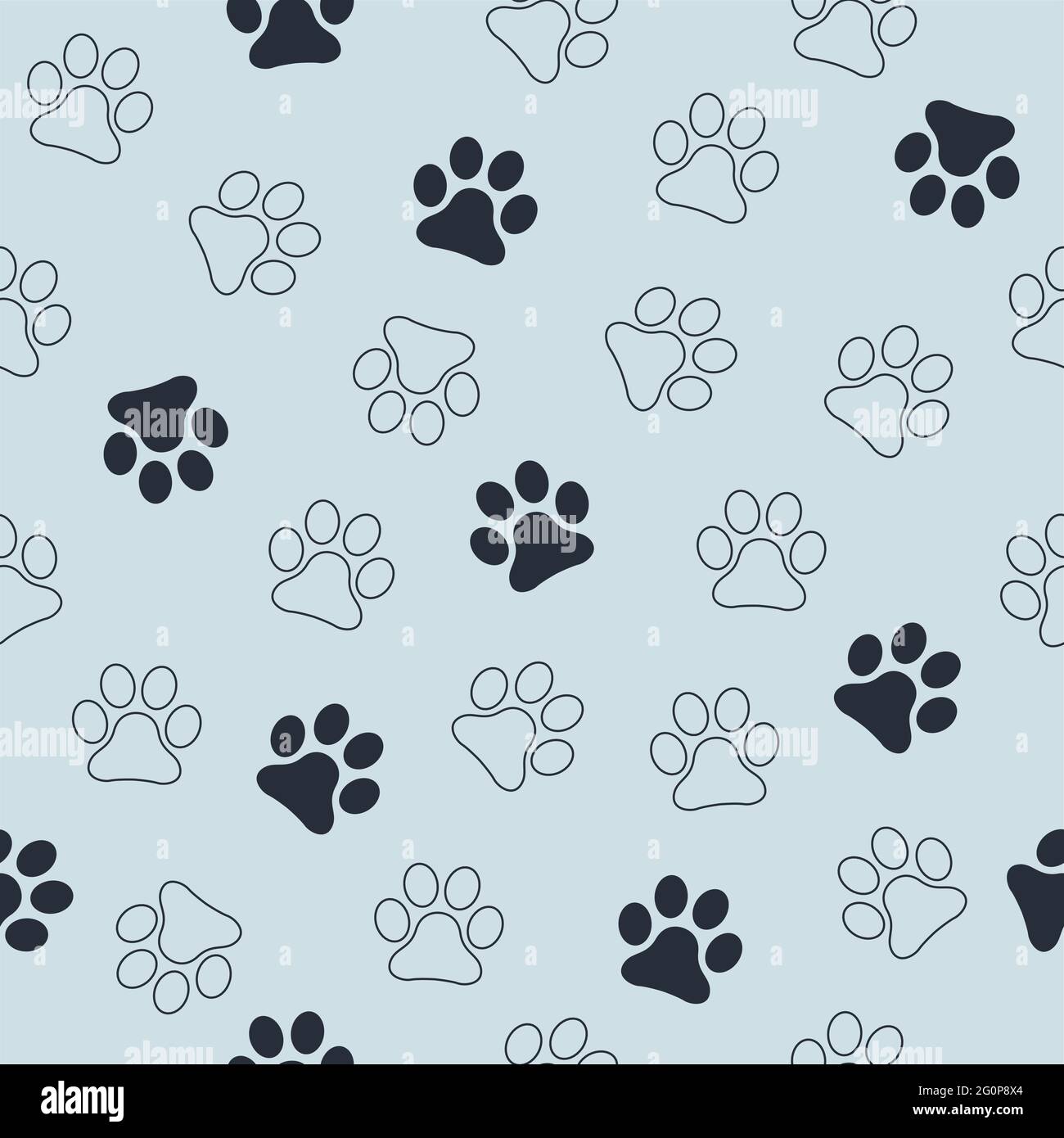 Sfondo con motivo zampa per animali senza cuciture. Footprint dell'illustrazione della carta da parati del cane o del gatto della zampa. Illustrazione Vettoriale
