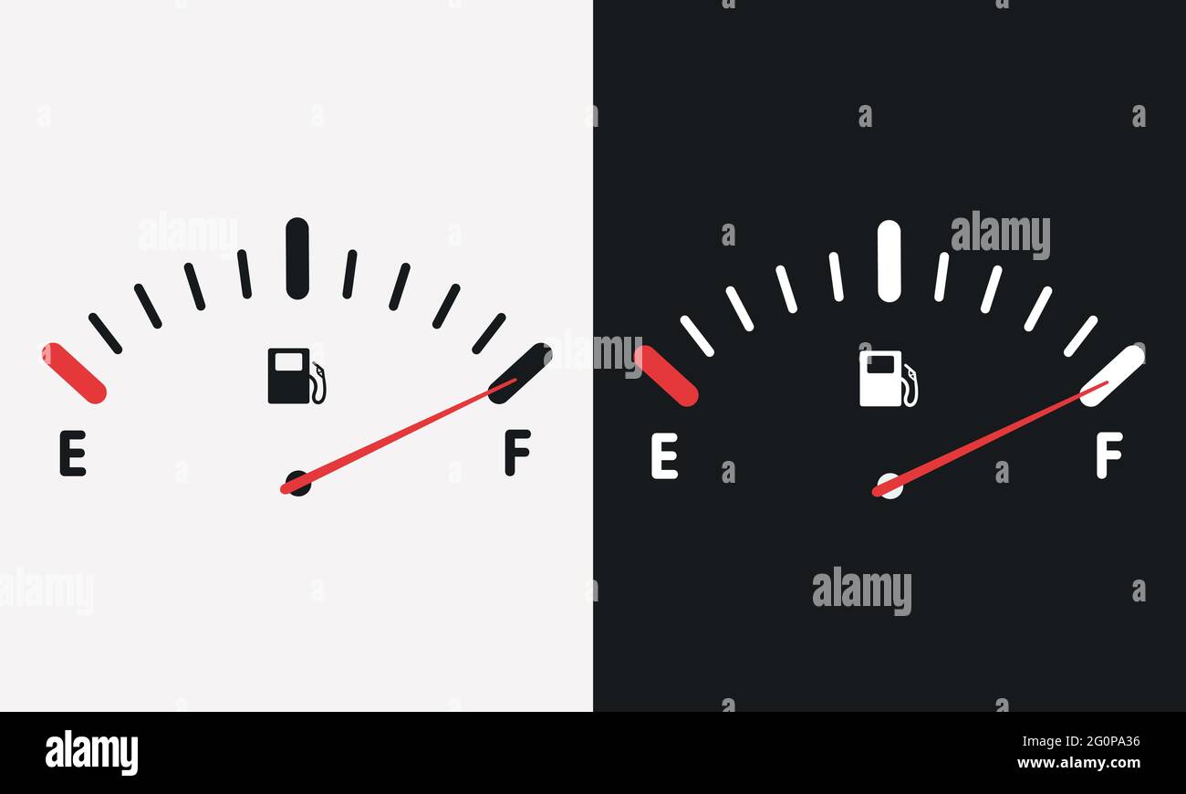 Indicatore di livello carburante misuratore di gas. Icona serbatoio vettore  indicatore pieno. Cruscotto benzina auto dial Immagine e Vettoriale - Alamy