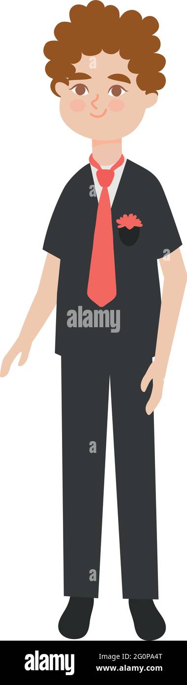 uomo che indossa un abito elegante con cravatta rossa Illustrazione Vettoriale