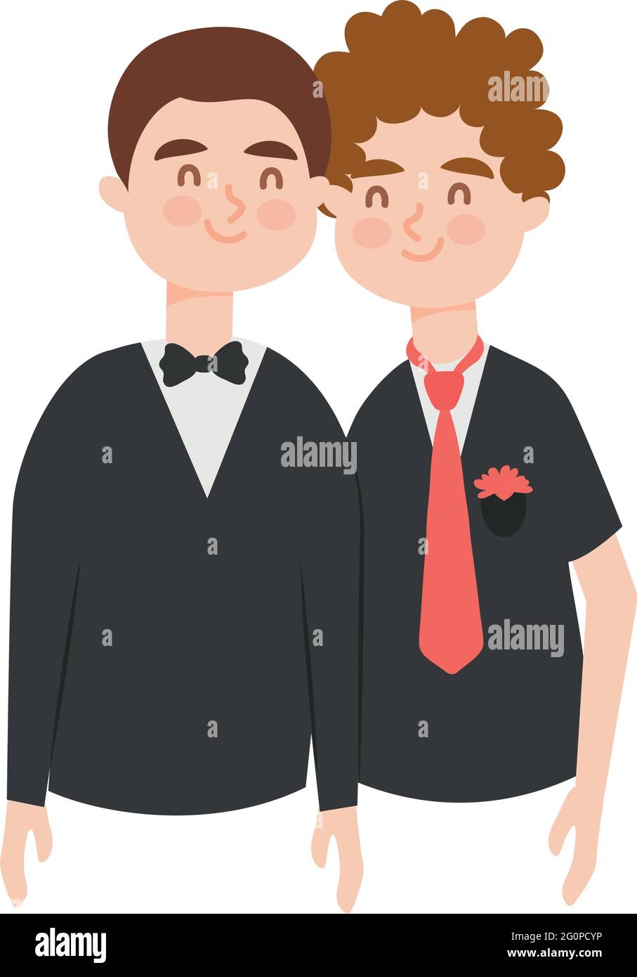 gay grooms su sfondo bianco Illustrazione Vettoriale