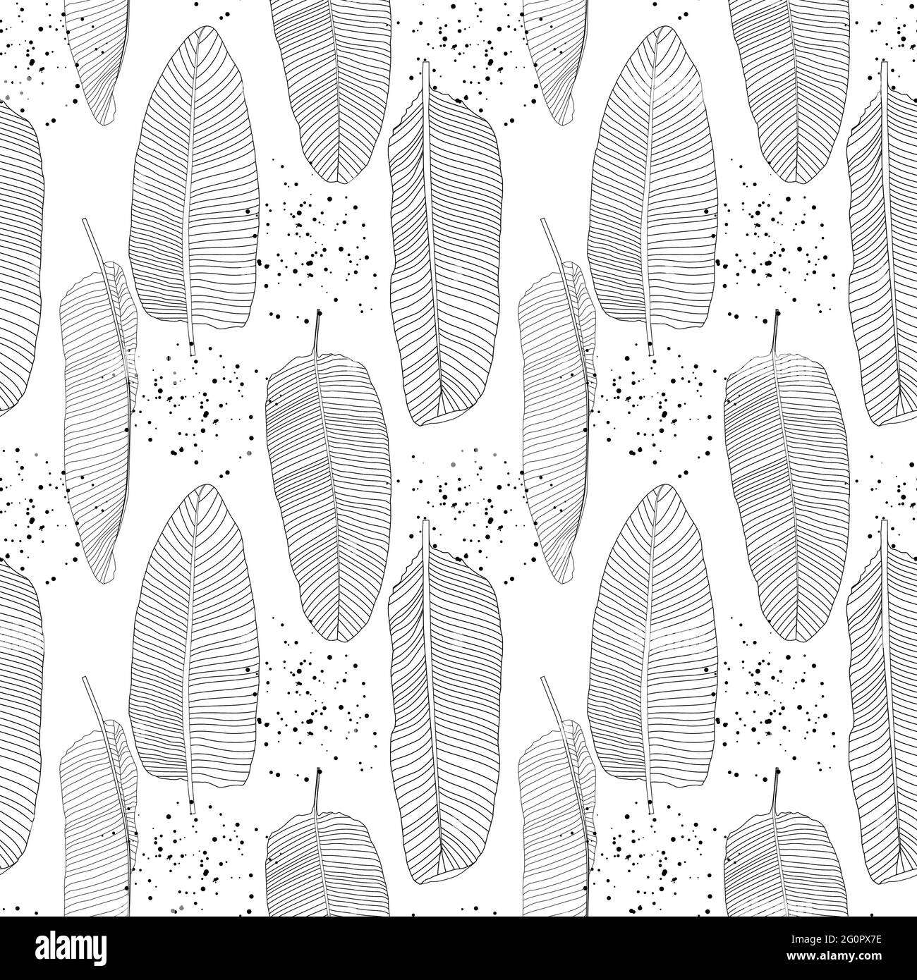 Banana foglie di palma naturale senza giunture sfondo. Illustrazione vettoriale Illustrazione Vettoriale