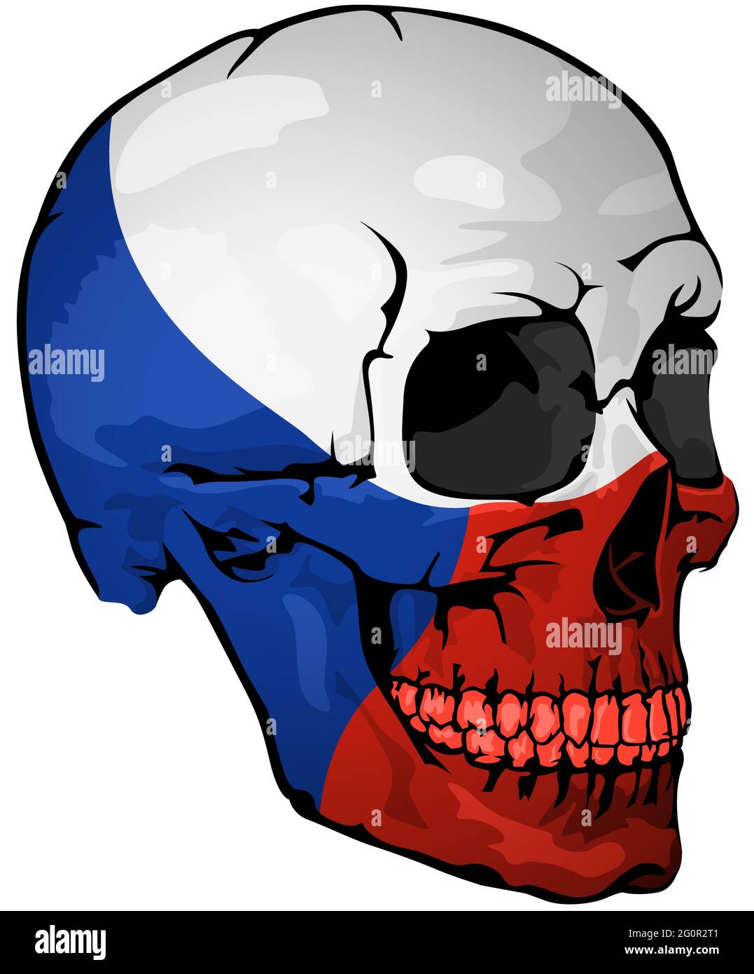 Bandiera ceca dipinta su un cranio Illustrazione Vettoriale