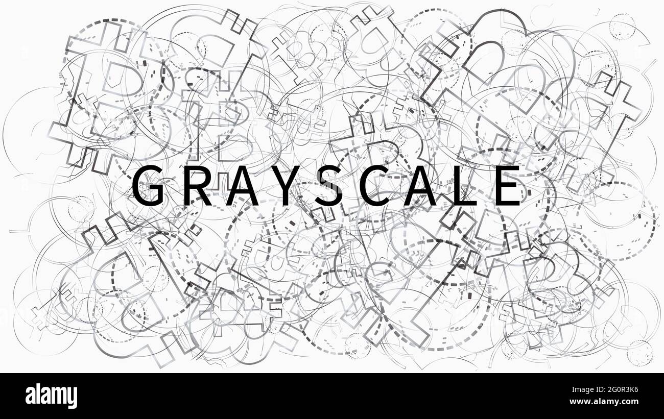 Banner di Grayscale Corporation è leader società di acquistare bitcoins e altre valute digitali e spingere il mercato verso l'alto. Foto Stock