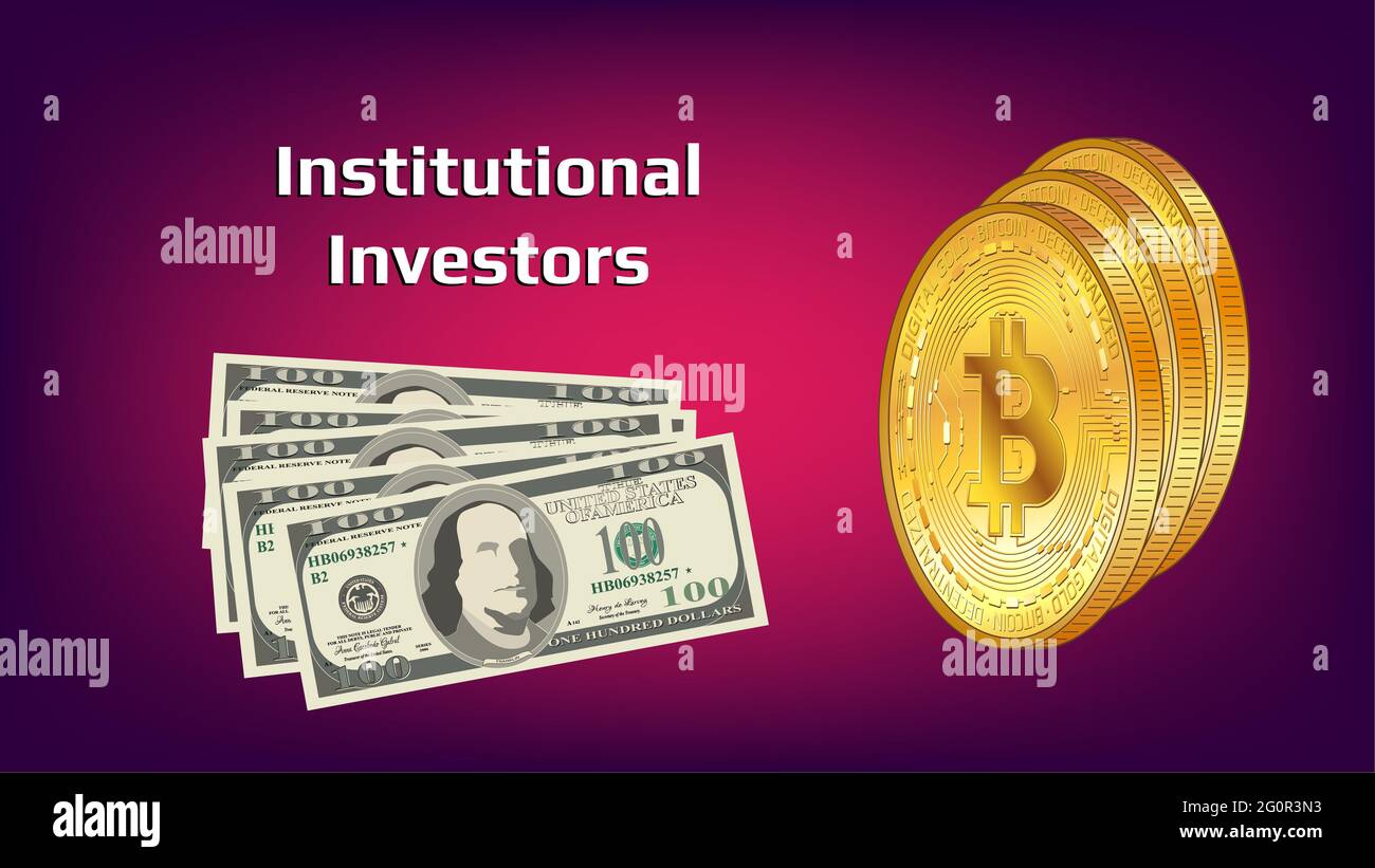 Gli investitori istituzionali stanno investendo nell'industria della criptovaluta e comprando Bitcoins. Banner per le notizie. Foto Stock