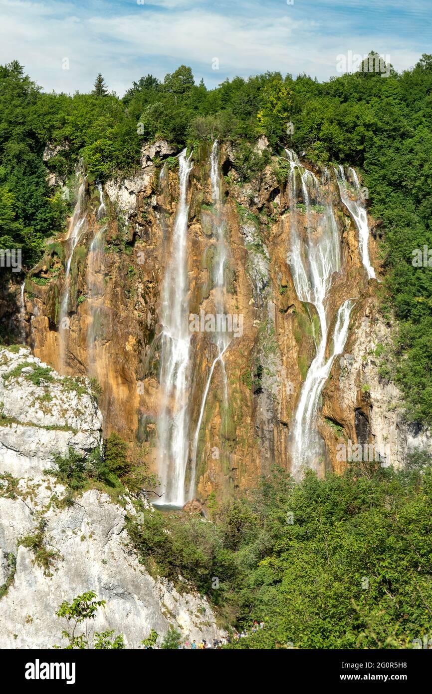 Veliki Slap cascata, i laghi di Plitvice NP, Croazia Foto Stock