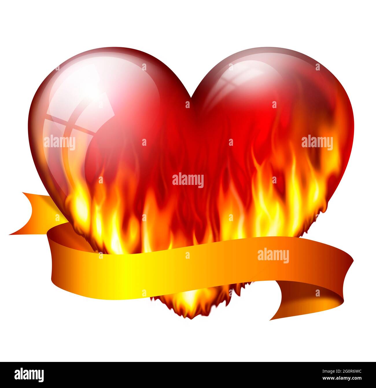 Illustrazione del cuore rosso, simbolo di amore romantico Foto Stock