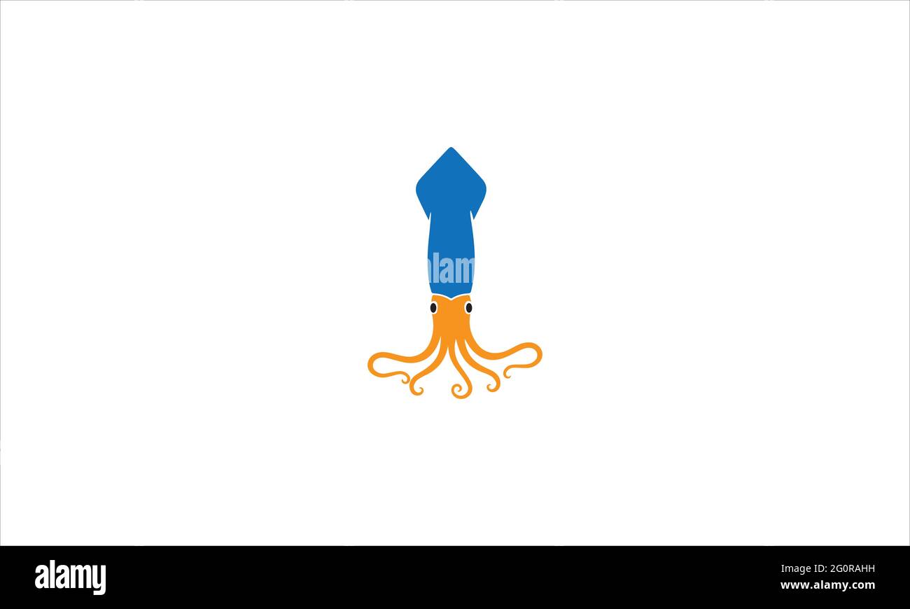 Illustrazione del modello di disegno con logo vettoriale a forma di calamari blu Illustrazione Vettoriale