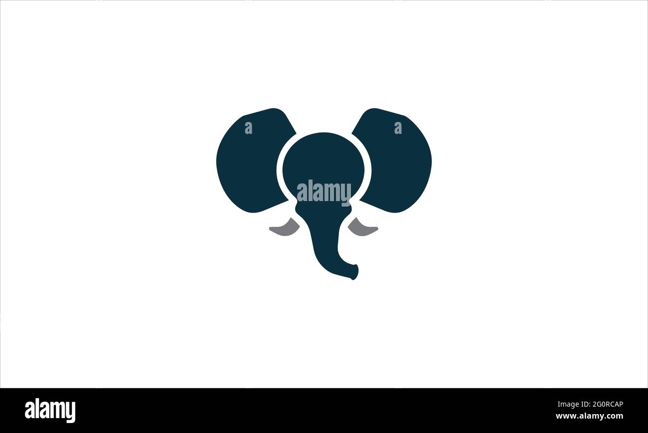 Icona della testa dell'elefante Logo disegno vettoriale Illustrazione Vettoriale