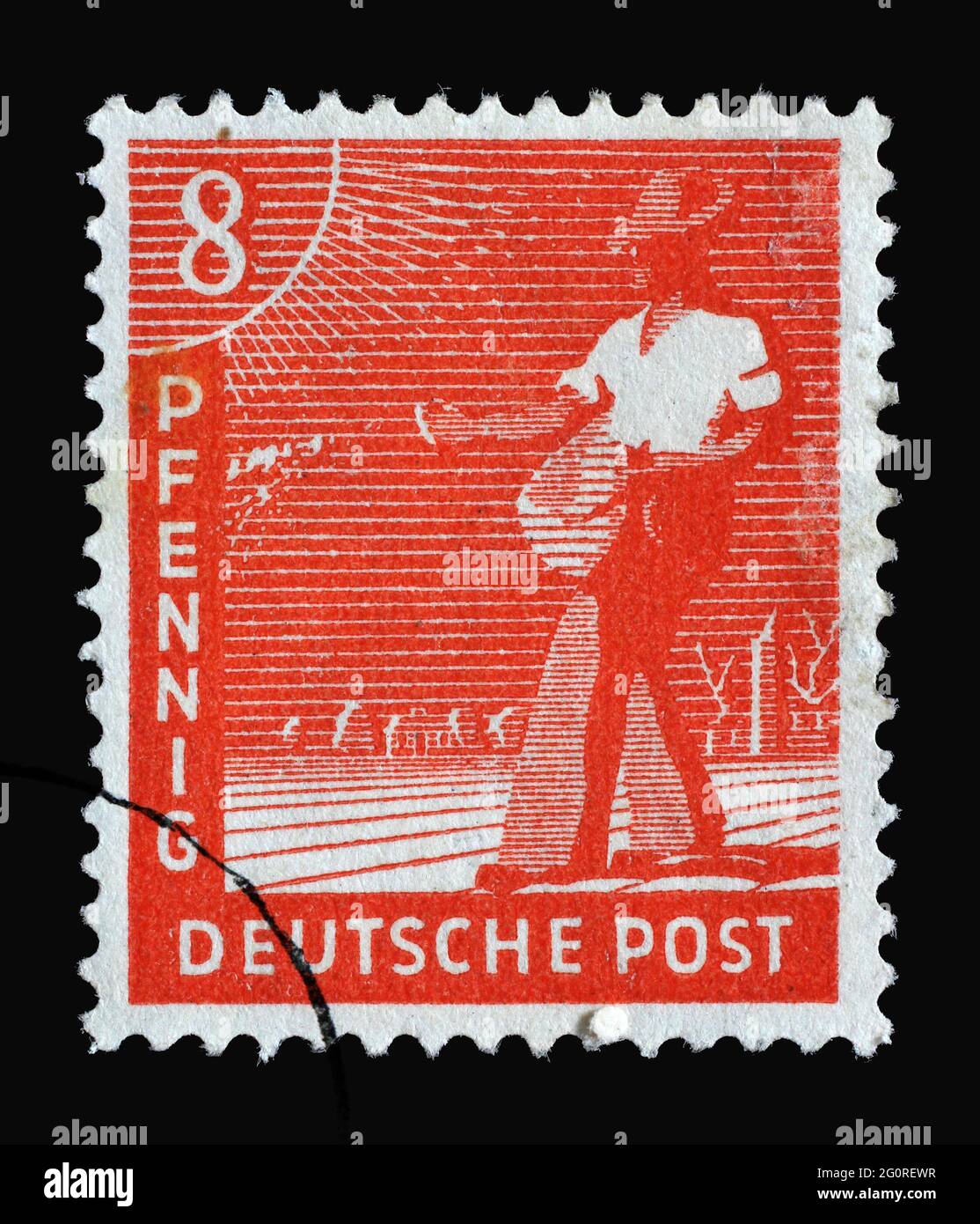 Francobollo stampato in Germania, occupazione americana-britannica-sovietica (Tridone) mostra Sower, circa 1947 Foto Stock