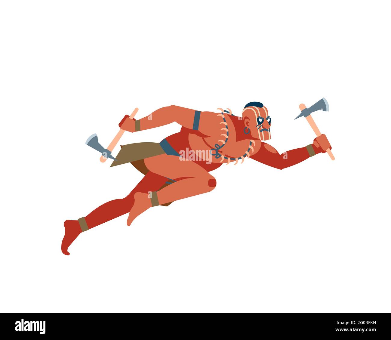 Guerriero indiano Apache nativo americano o coraggioso balzare e attaccare con un tomahawk. Immagine vettoriale di clip art cartoon isolato di bianco Illustrazione Vettoriale Guerriero indiano Apache nativo americano o coraggioso balzare e attaccare con un tomahawk. Immagine vettoriale di clip art cartoon isolato di bianco Illustrazione Vettoriale