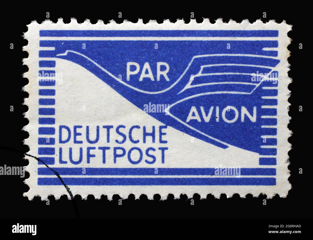 Timbro rilasciato in Germania timbro di registrazione per posta aerea, circa 1948 Foto Stock