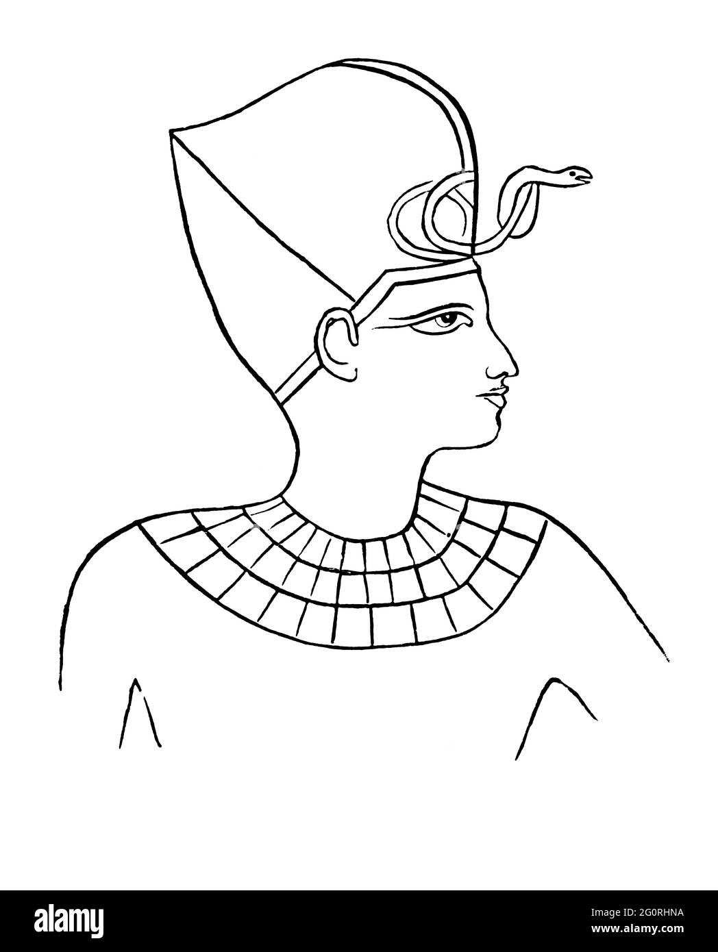 Illustrazione incisa che mostra un antico faraone egiziano da un libro vittoriano datato 1880 che non è più in copyright Foto Stock