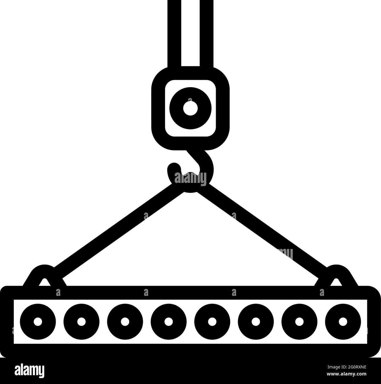 Icona della lastra appeso al gancio della gru. Design del contorno in grassetto modificabile. Illustrazione vettoriale. Illustrazione Vettoriale