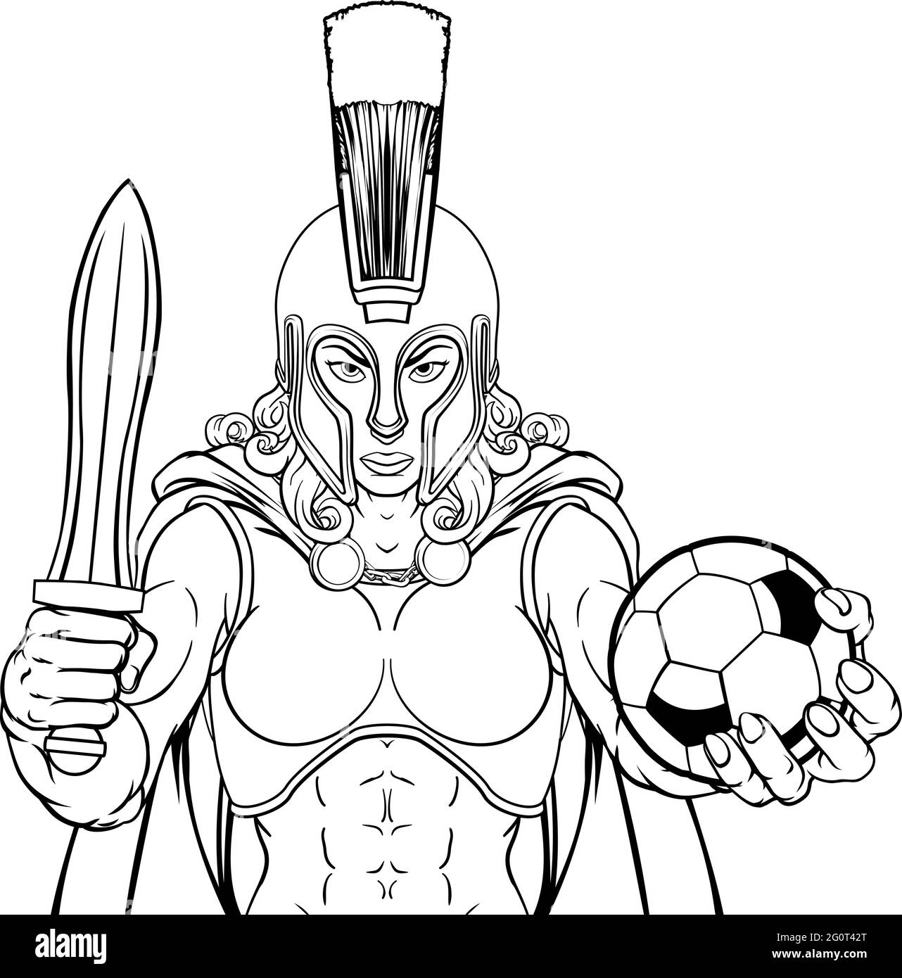 Spartan Trojan Gladiator calcio donna guerriero Illustrazione Vettoriale