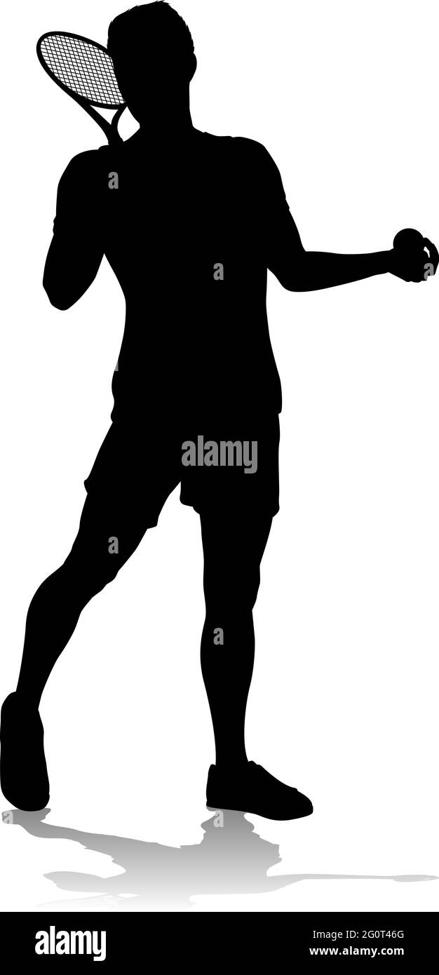 Tennis Silhouette Sport Player uomo Illustrazione Vettoriale
