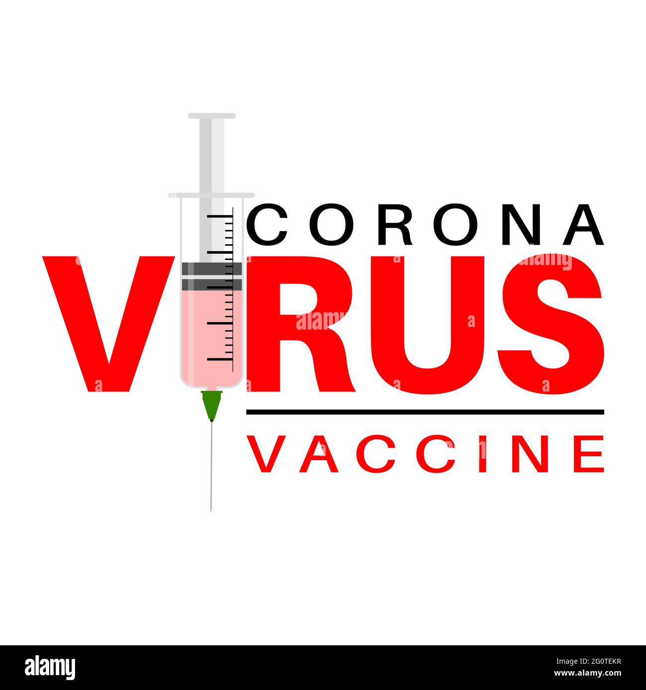 Disegno di illustrazione del vettore del vaccino del virus della corona Covid-19. Illustrazione Vettoriale
