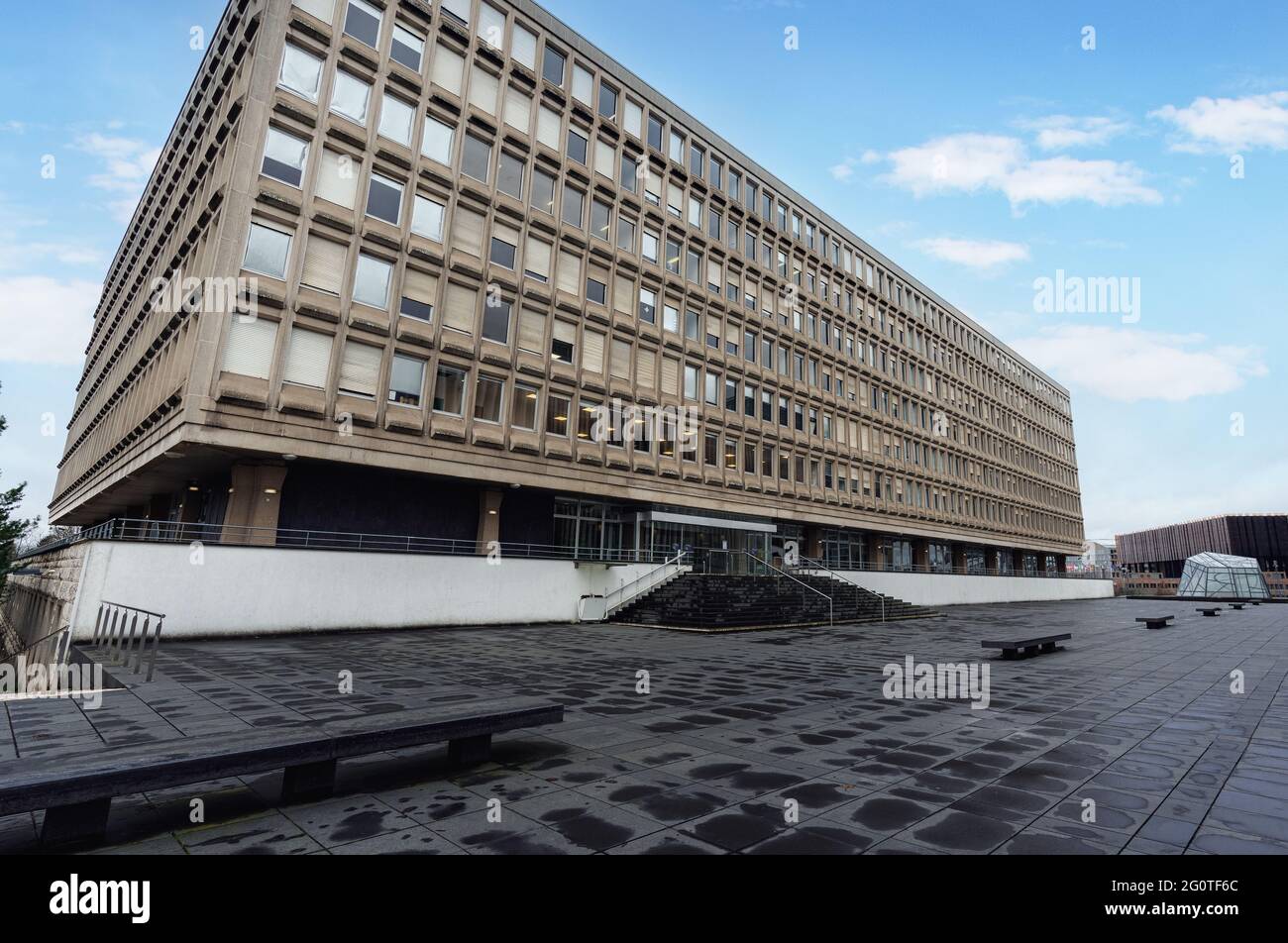 Segretariato del Parlamento dell'Unione europea - edificio Robert Schuman a Kirchberg - Lussemburgo, Lussemburgo Foto Stock