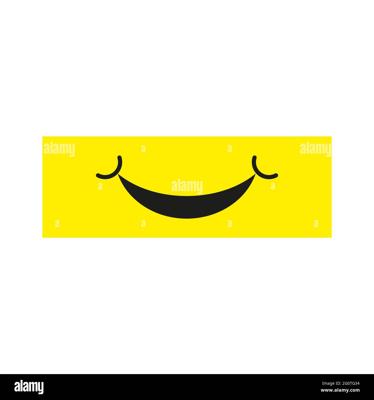 Design modello icona Smile. Logo vettoriale emoticon sorridente su sfondo giallo. Stile della linea del volto - vettore Illustrazione Vettoriale
