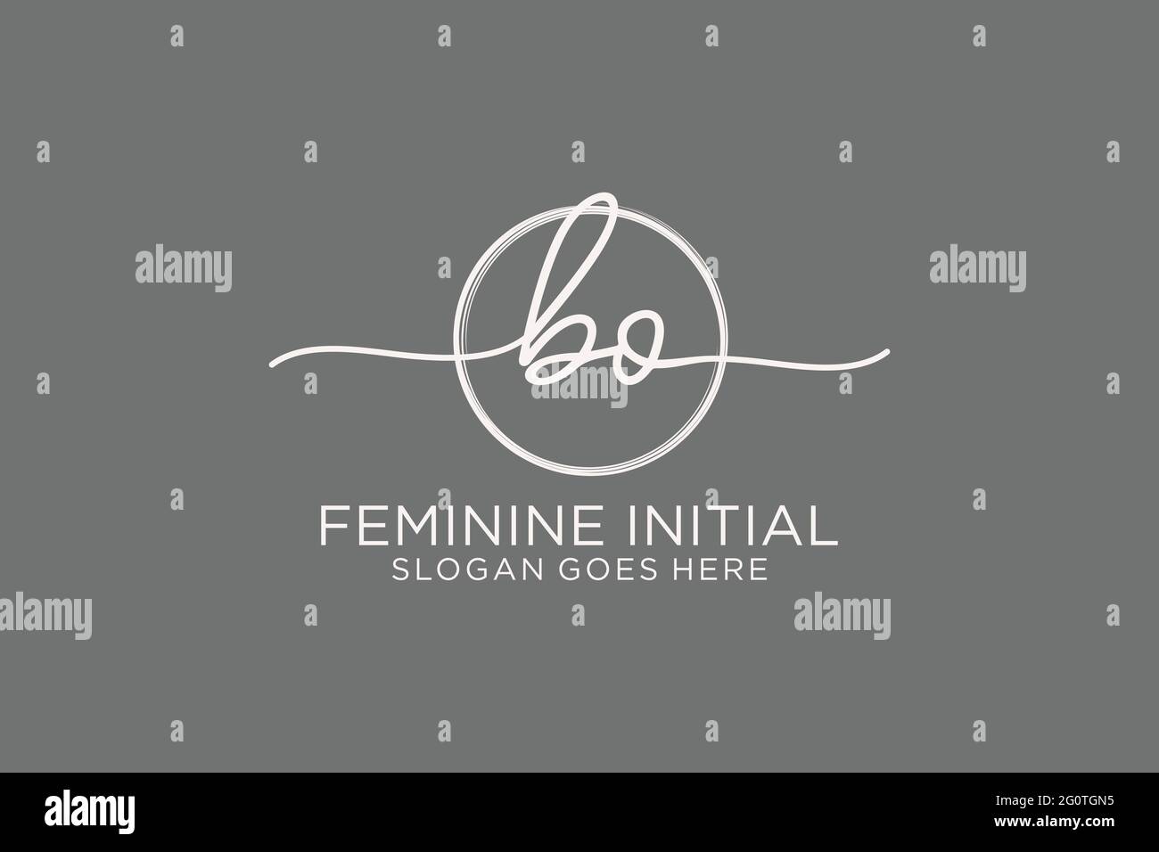 Logo DI SCRITTURA a mano BO con logo vettoriale a forma di cerchio di firma iniziale, matrimonio, moda, floreale e botanico con template creativo. Illustrazione Vettoriale