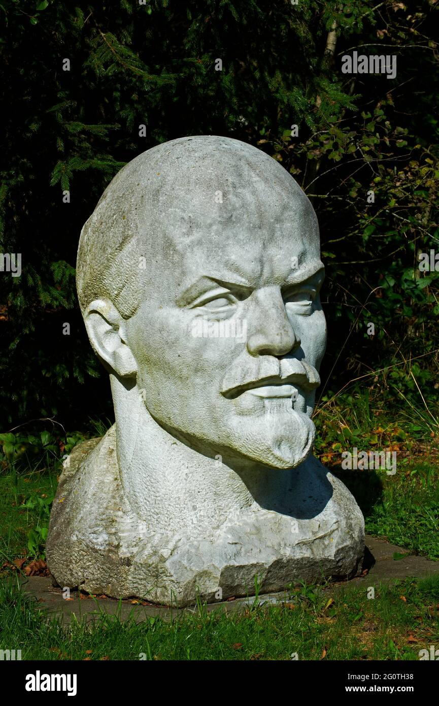 Lituania (paesi baltici), regione dell'Alytus, città di Druskininkai, Parco del Gruso, mondo Stalin, Statua di Lenin Foto Stock