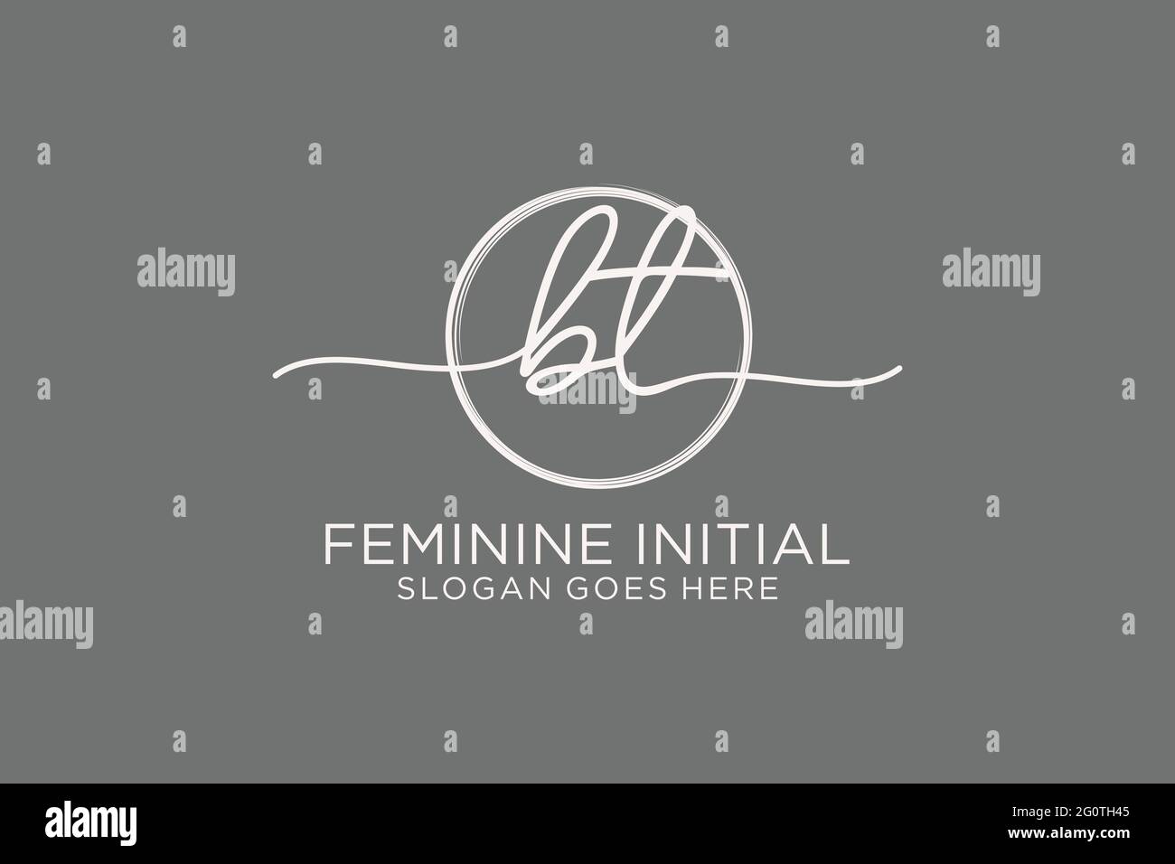 BT logo manoscritto con logo vettoriale a forma di cerchio di firma iniziale, matrimonio, moda, floreale e botanico con template creativo. Illustrazione Vettoriale