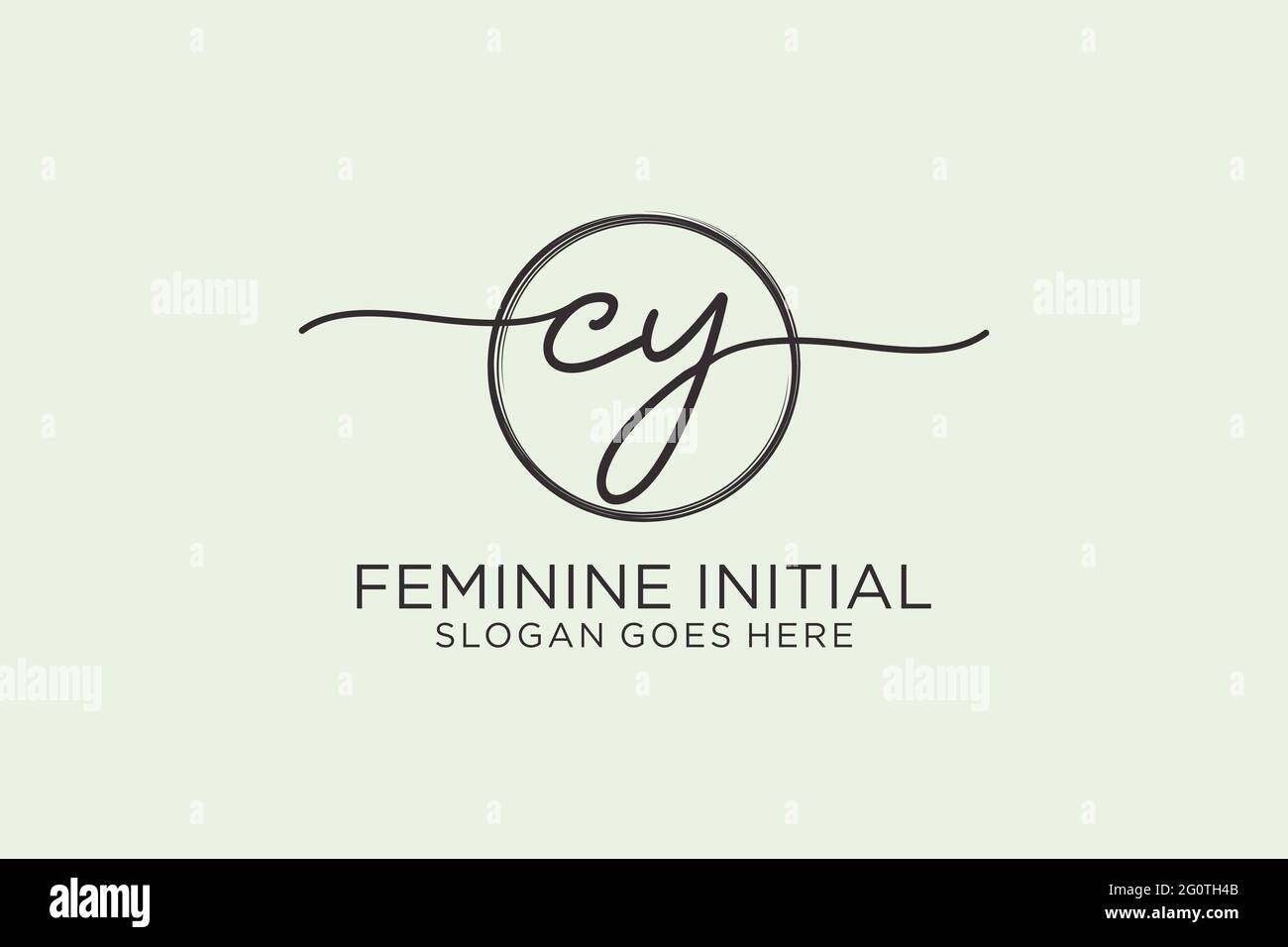 Logo CY manoscritto con logo vettoriale a forma di cerchio di firma iniziale, matrimonio, moda, floreale e botanico con template creativo. Illustrazione Vettoriale