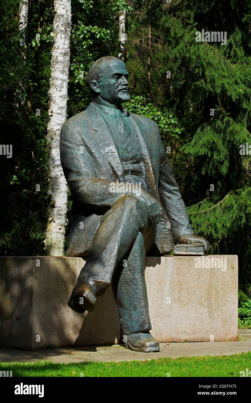 Lituania (paesi baltici), regione dell'Alytus, città di Druskininkai, Parco del Gruso, mondo Stalin, Statua di Lenin Foto Stock