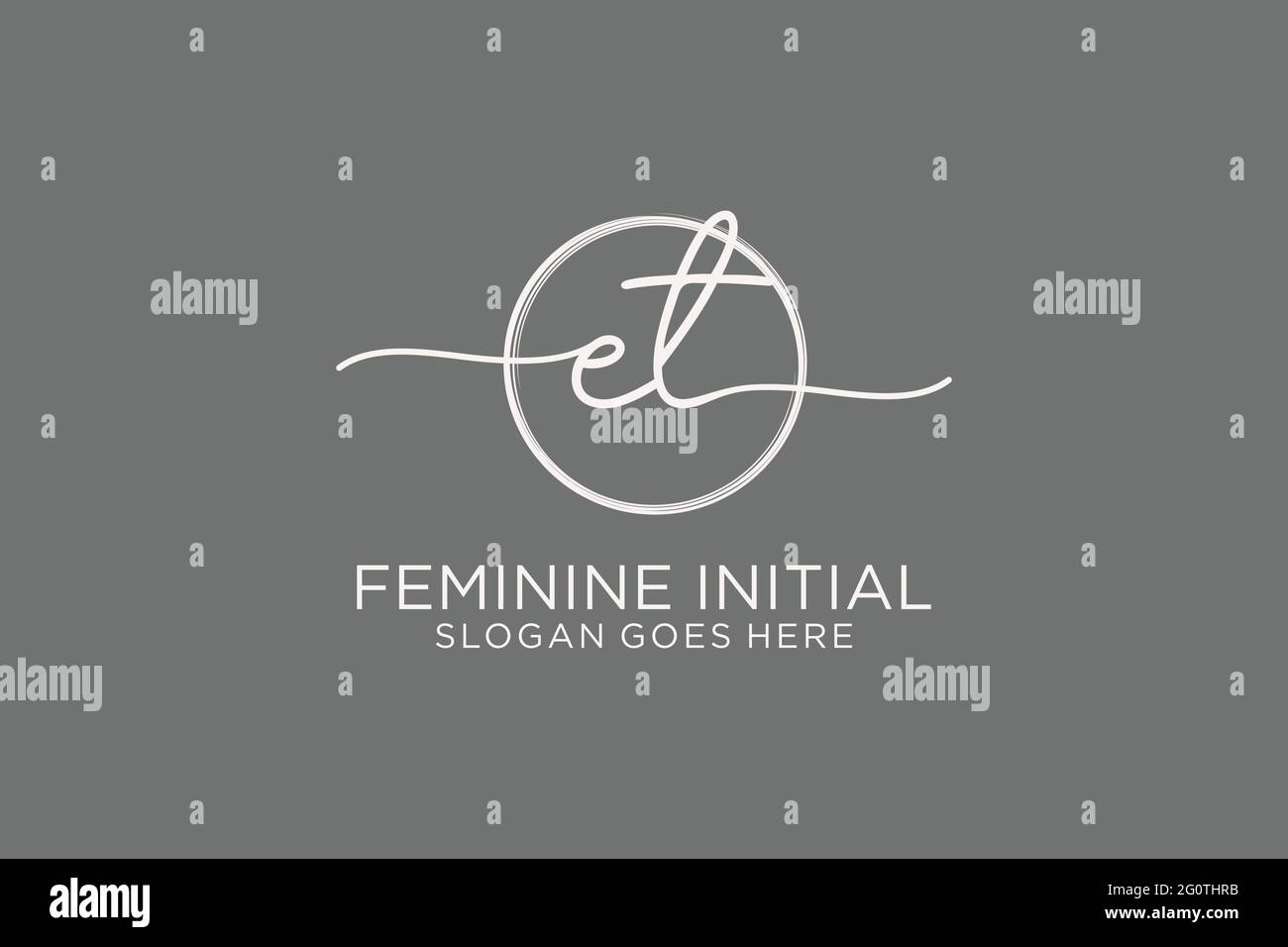 LOGO ET manoscritto con logo vettoriale a forma di cerchio di firma iniziale, matrimonio, moda, floreale e botanico con template creativo. Illustrazione Vettoriale