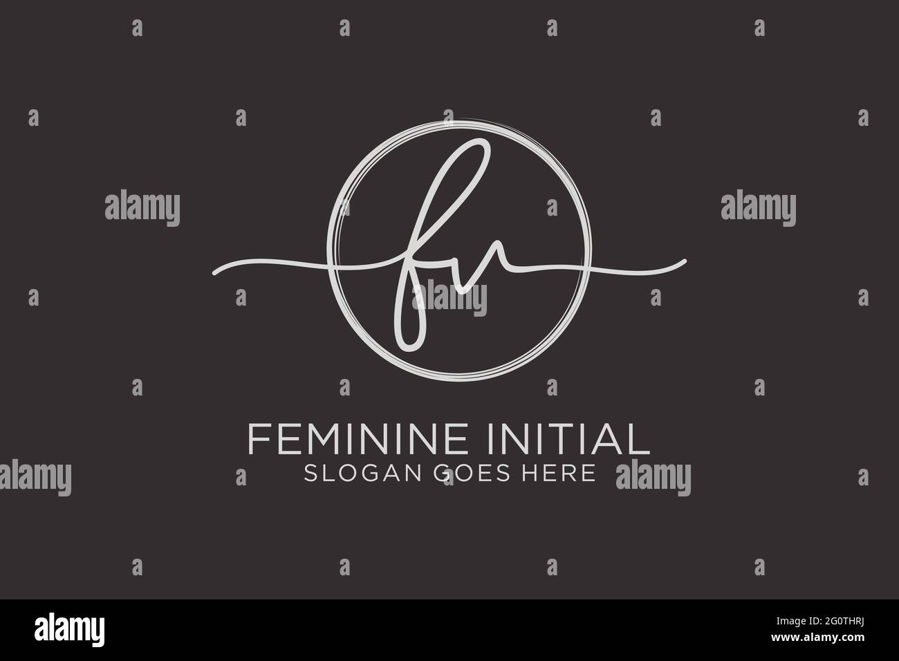 Logo FV manoscritto con logo vettoriale a forma di cerchio di firma iniziale, matrimonio, moda, floreale e botanico con template creativo. Illustrazione Vettoriale