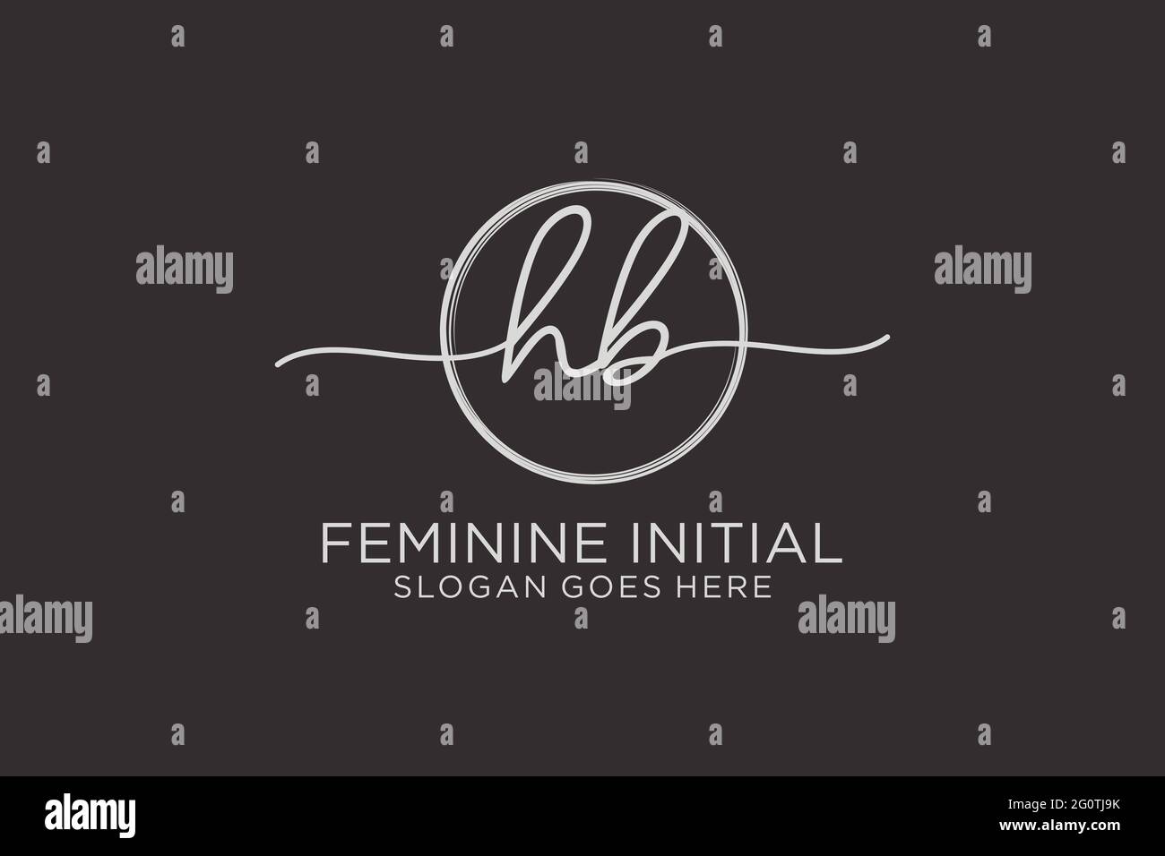 Logo HB manoscritto con logo vettoriale a forma di cerchio di firma iniziale, matrimonio, moda, floreale e botanico con template creativo. Illustrazione Vettoriale