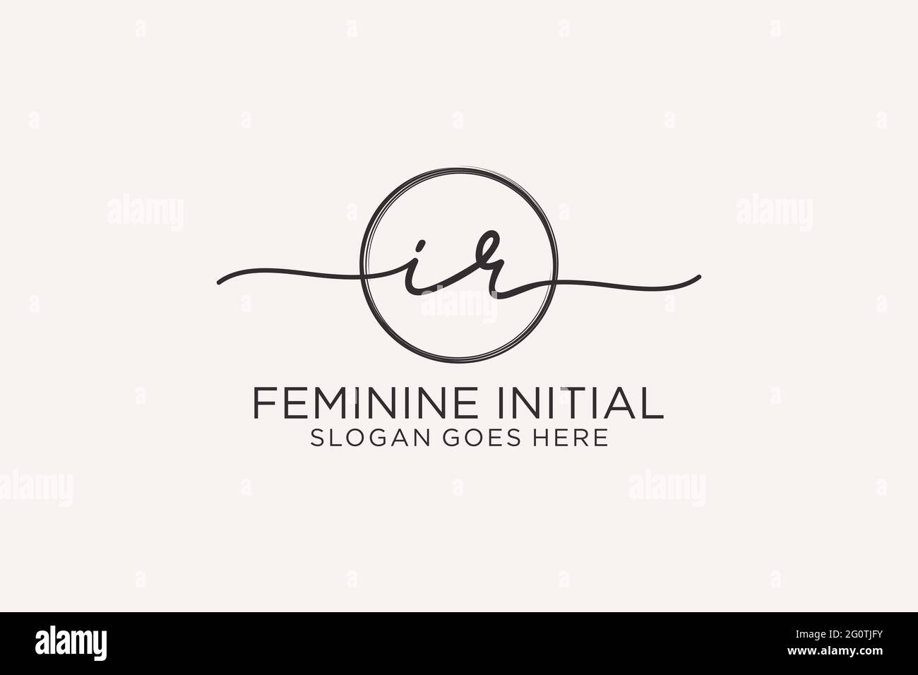 Logo a mano IR con logo vettoriale a forma di cerchio di firma iniziale, matrimonio, moda, floreale e botanico con template creativo. Illustrazione Vettoriale