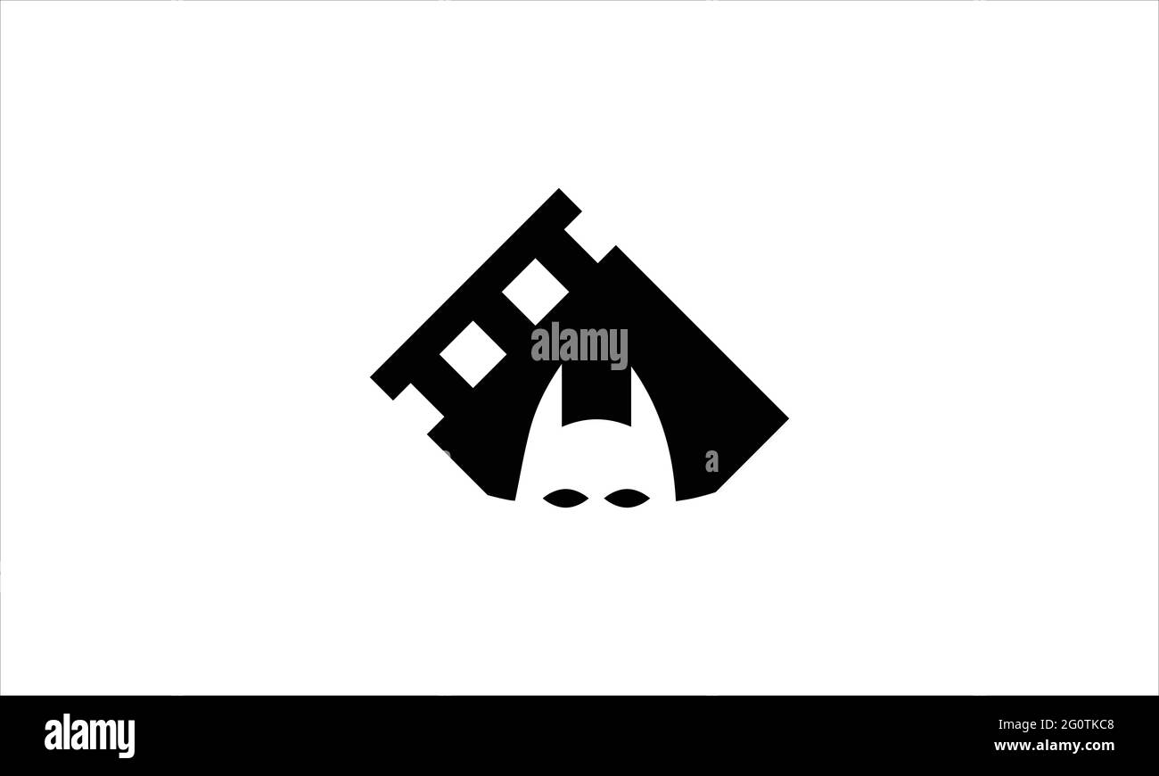 Modello vettoriale per il design del logo dell'icona BAT Man Inside Movie Illustrazione Vettoriale