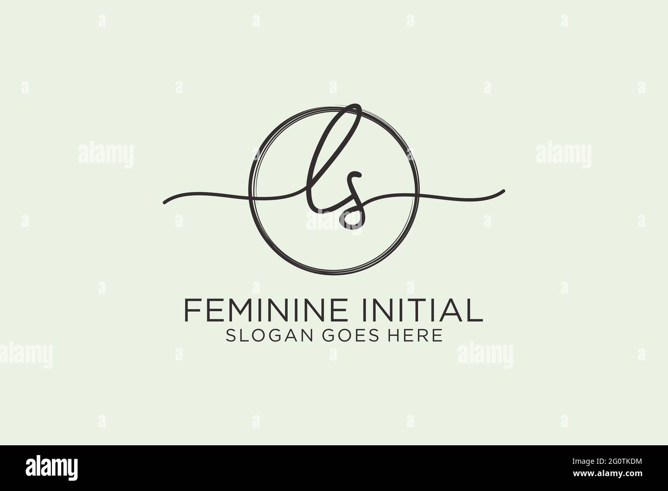 Logo LS manoscritto con logo vettoriale a forma di cerchio di firma iniziale, matrimonio, moda, floreale e botanico con template creativo. Illustrazione Vettoriale