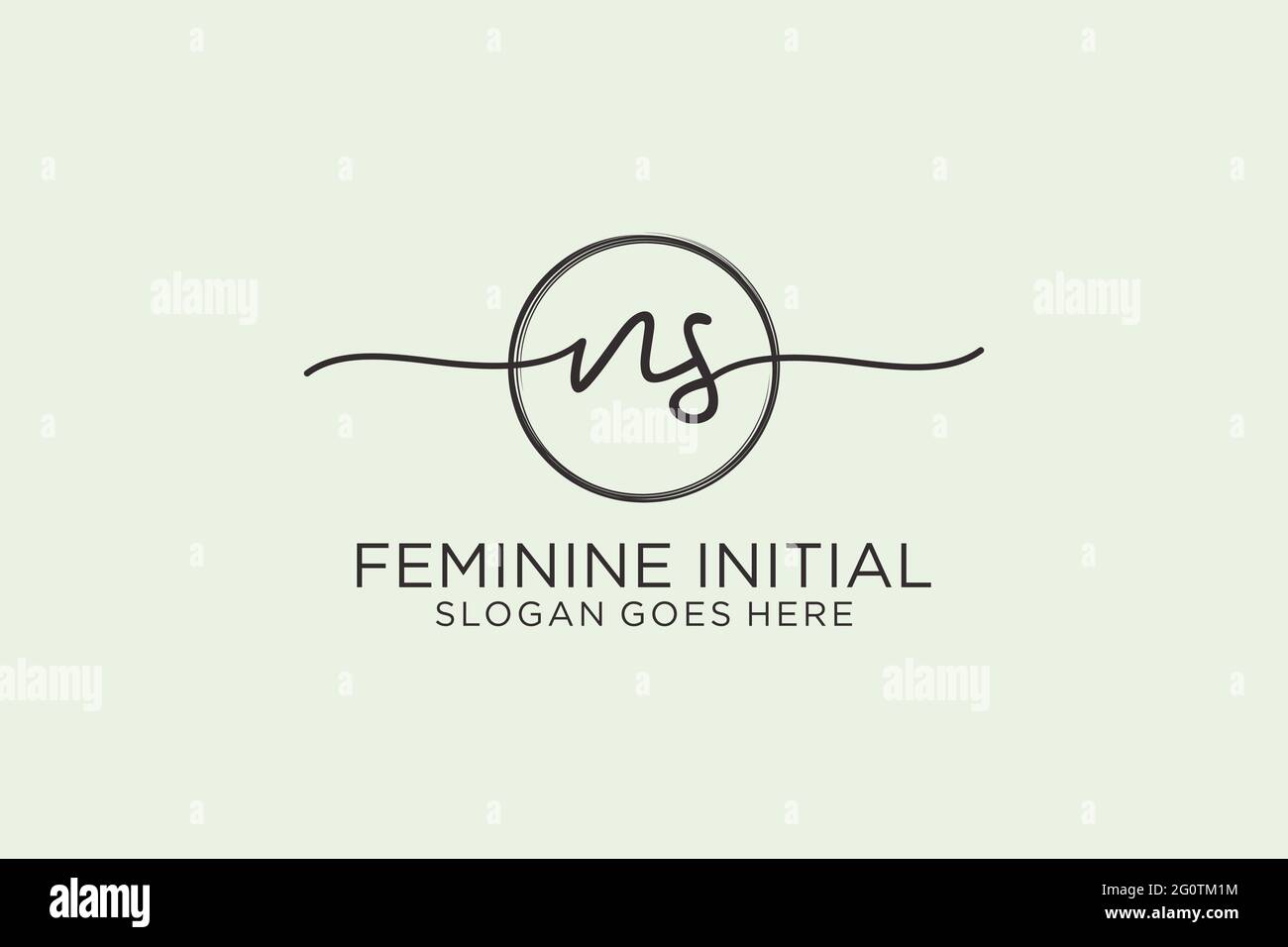 Ns Logo manoscritto con logo vettoriale a forma di cerchio di firma iniziale, matrimonio, moda, floreale e botanico con template creativo. Illustrazione Vettoriale
