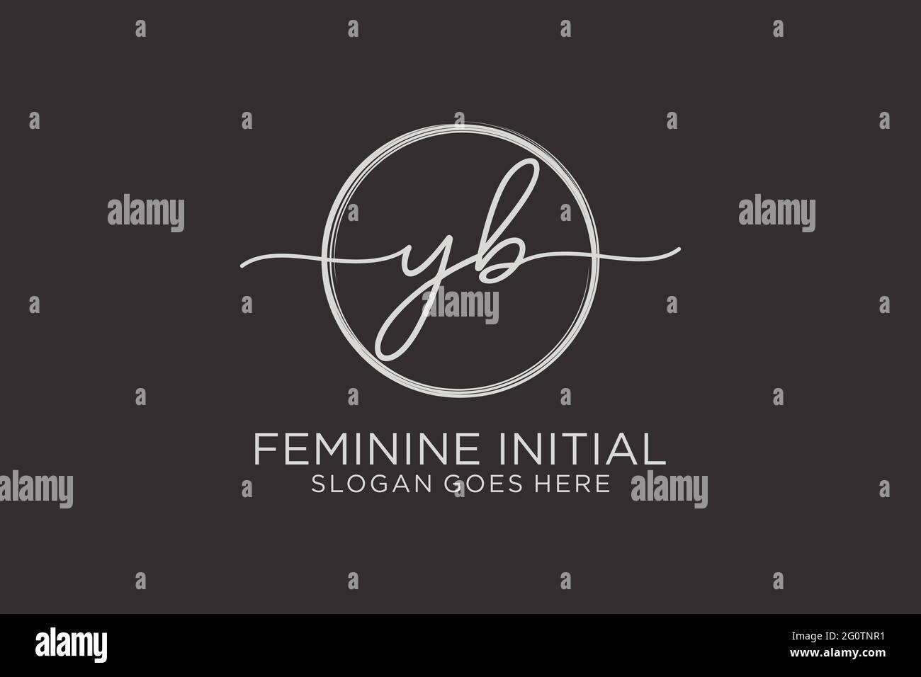 LOGO YB manoscritto con logo vettoriale a forma di cerchio di firma iniziale, matrimonio, moda, floreale e botanico con template creativo. Illustrazione Vettoriale