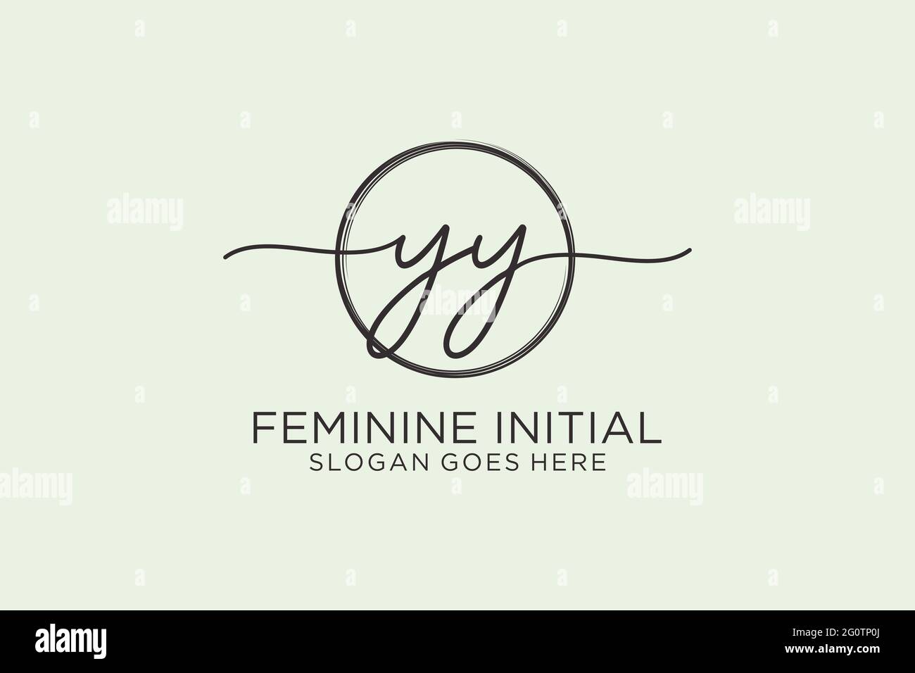 YY logo manoscritto con logo vettoriale a forma di cerchio di firma iniziale, matrimonio, moda, floreale e botanico con template creativo. Illustrazione Vettoriale