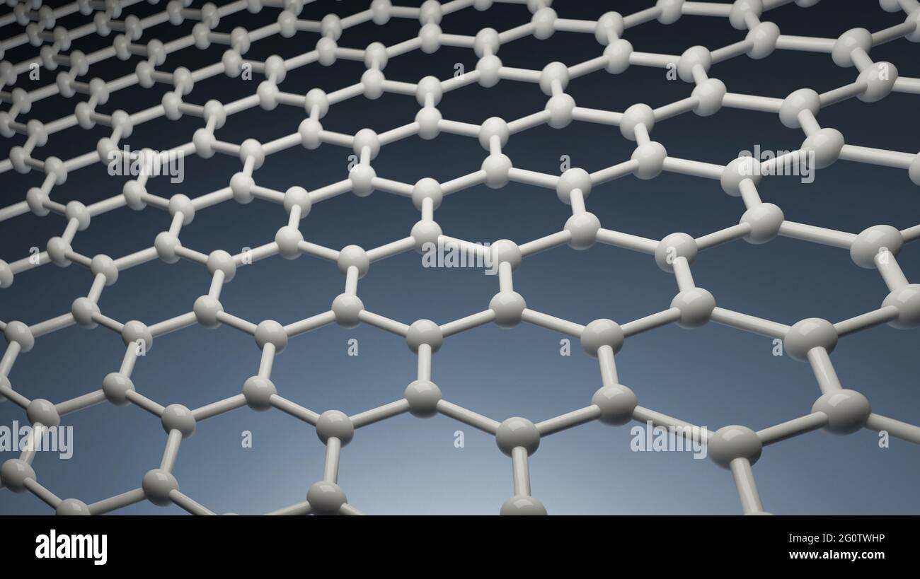Griglia molecolare grafene, cella di cristallo. Rendering 3D Foto Stock