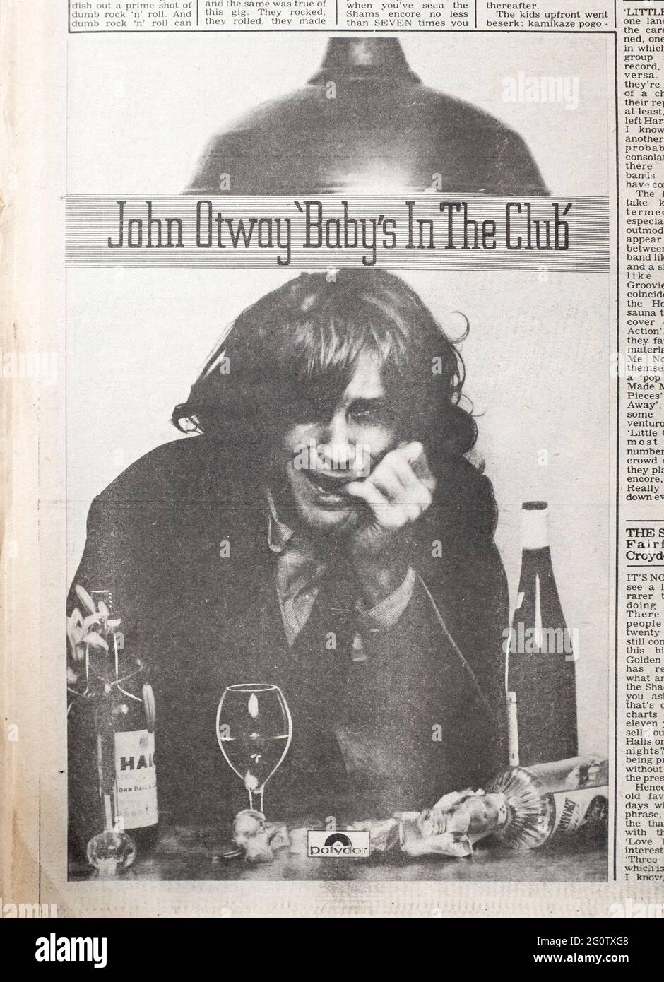 Pubblicità per John Otway Record in 1970 Record Mirror Magazine Foto Stock