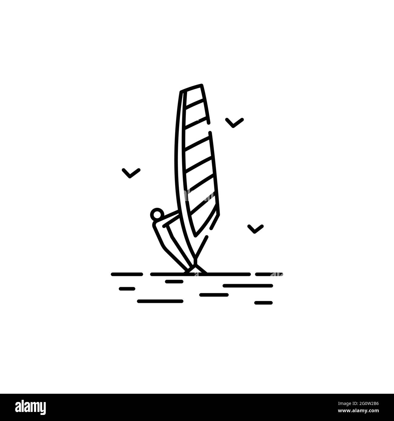 Icona della linea di colore per windsurf. Elemento vettoriale isolato. Pittogramma per pagina web, app mobile, promo Illustrazione Vettoriale