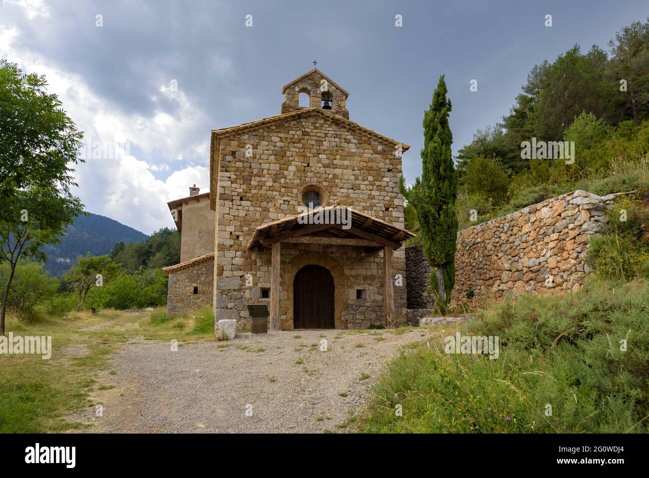 Eremo di Santa Margarida de Gósol (Berguedà, Barcellona, Catalogna, Spagna) ESP: Ermita de Santa Margarida de Gósol (Berguedà, Barcellona, España) Foto Stock